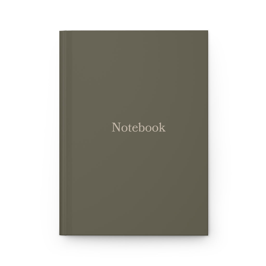 Minimal Olive Hardcover Notebook — 'Notebook' Matte Journal