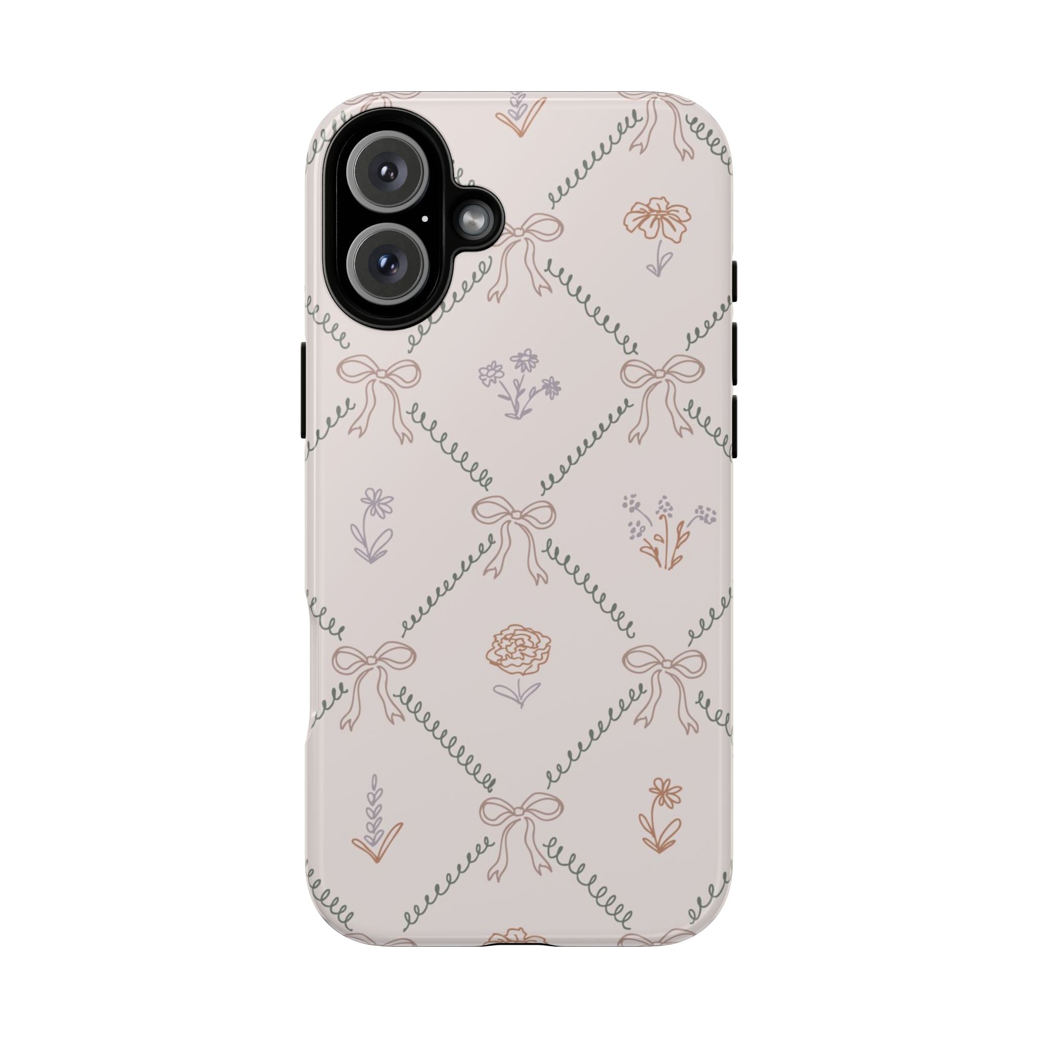 Floral Bow Pattern Tough iPhone Case