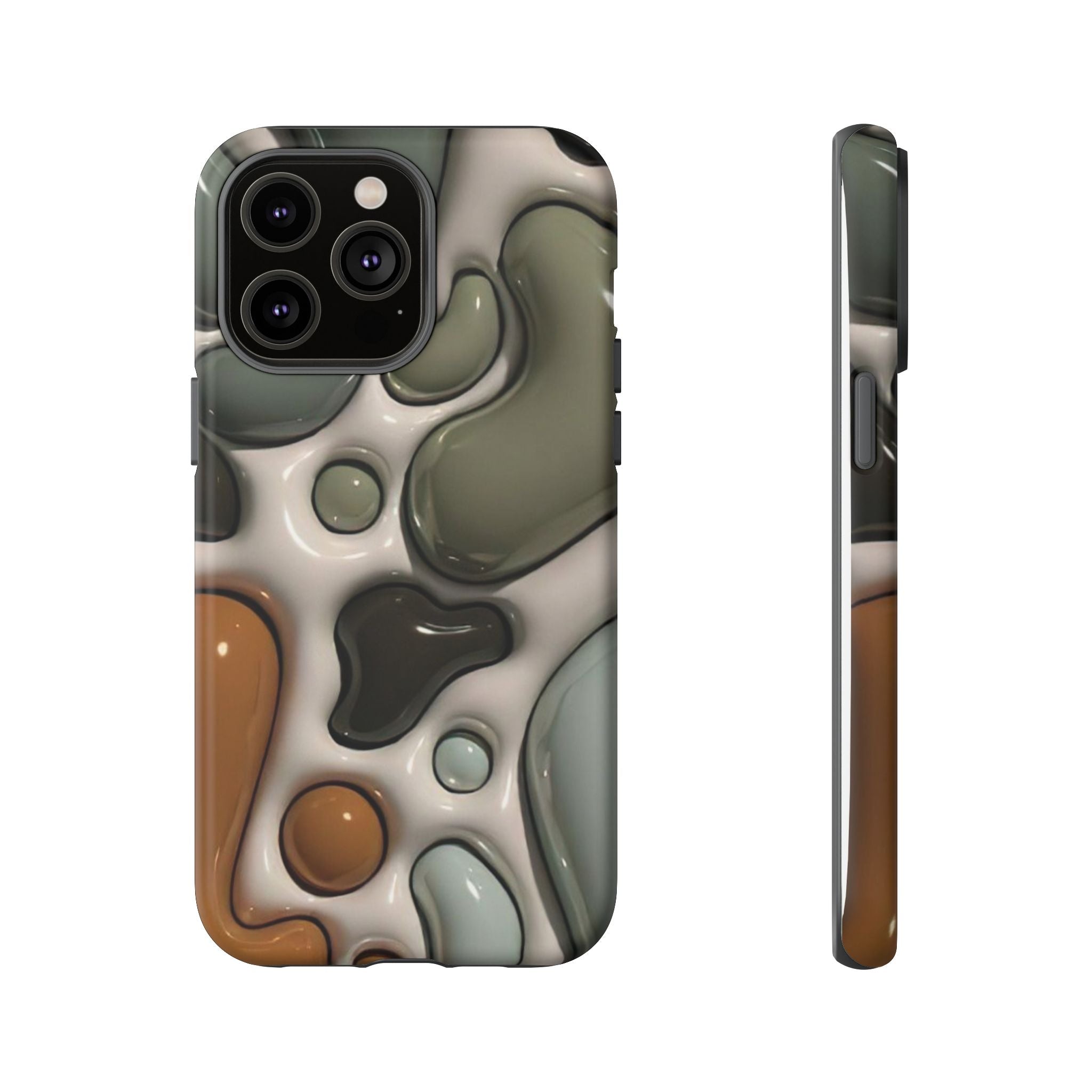 Abstract Pebble Pattern iPhone Case — Modern Organic Camouflage Tough Case