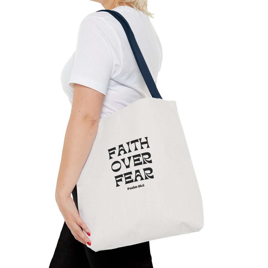 Faith Over Fear Tote Bag — Christian Inspirational Scripture Bag (Psalm 56:3)