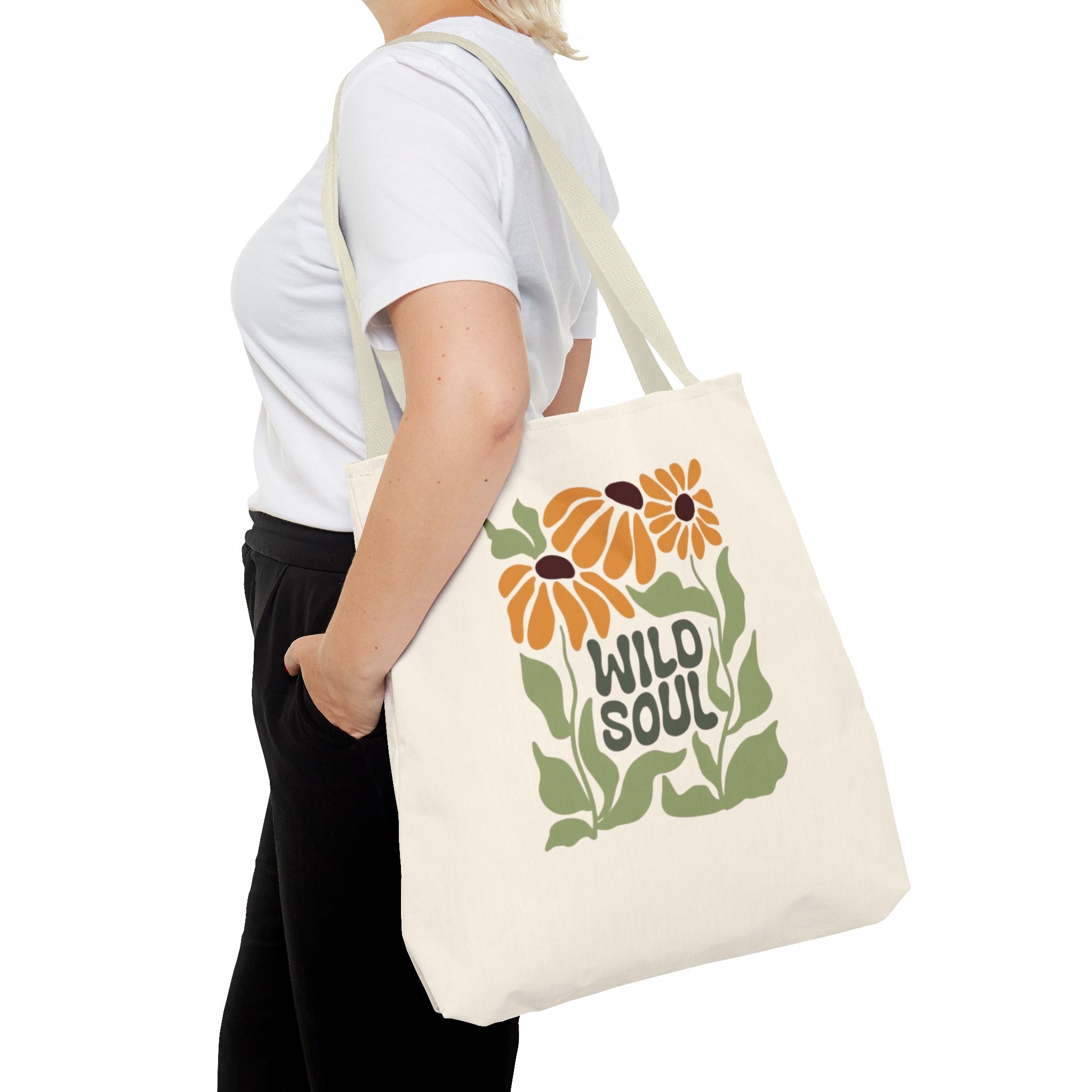 Wild Soul Floral Tote Bag — Boho Sunflower Canvas Carryall