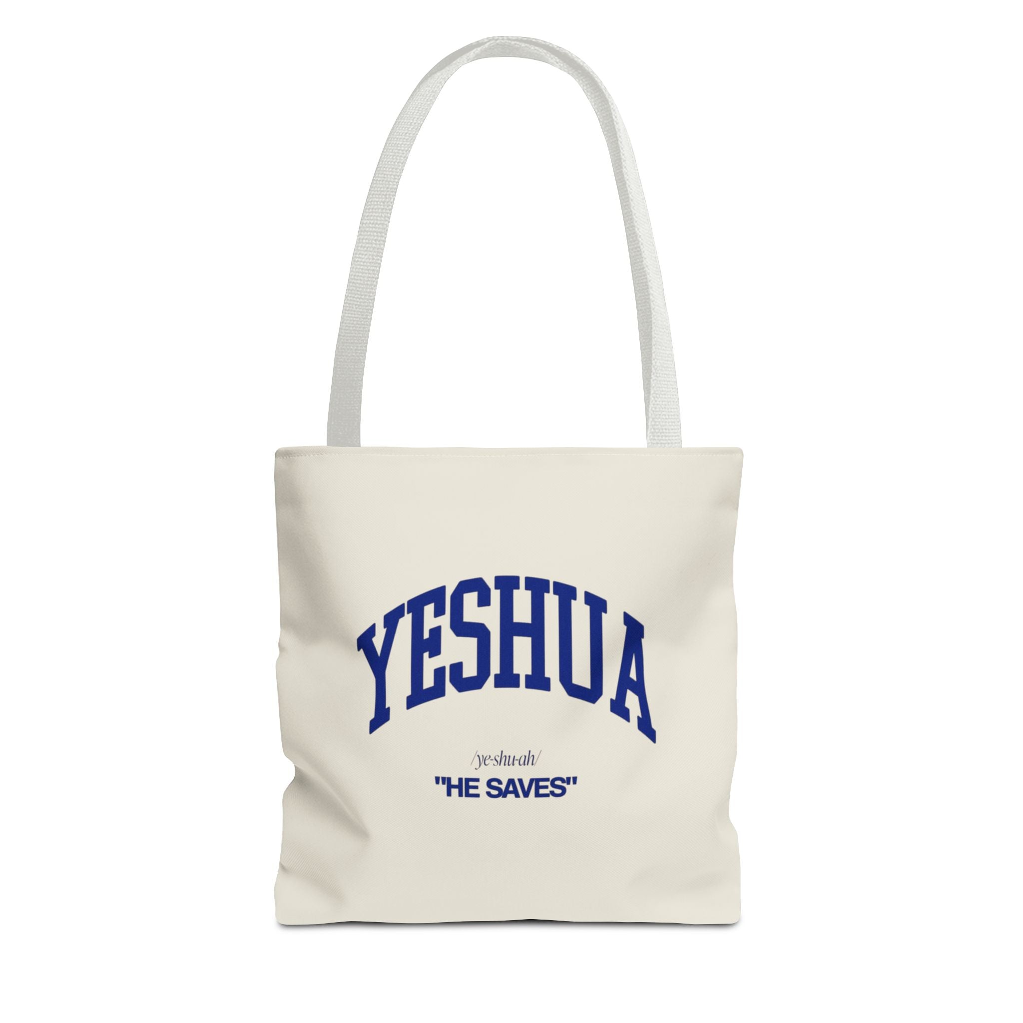Yeshua 'He Saves' Scripture Tote Bag — Faith-Based Christian Canvas Tote