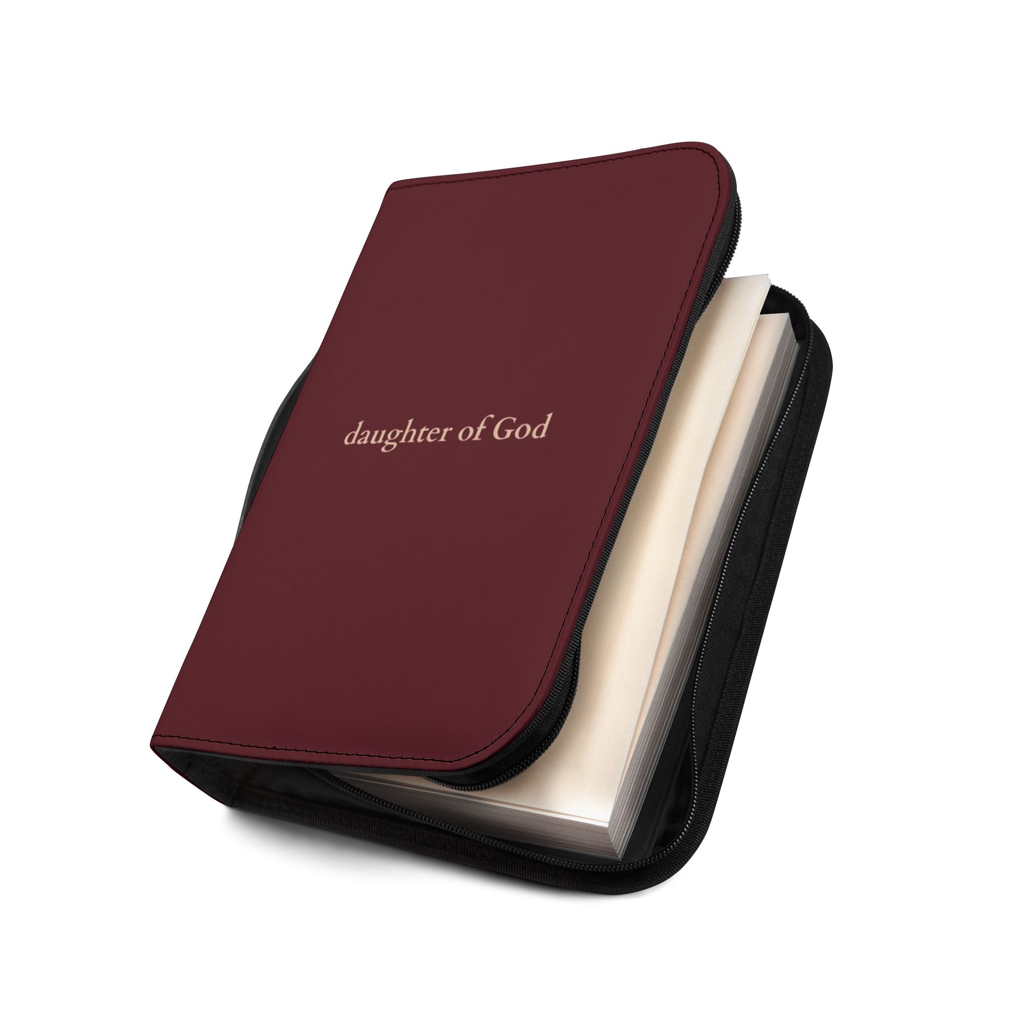 Daughter of God Zipper Bible Cover — Burgundy Case