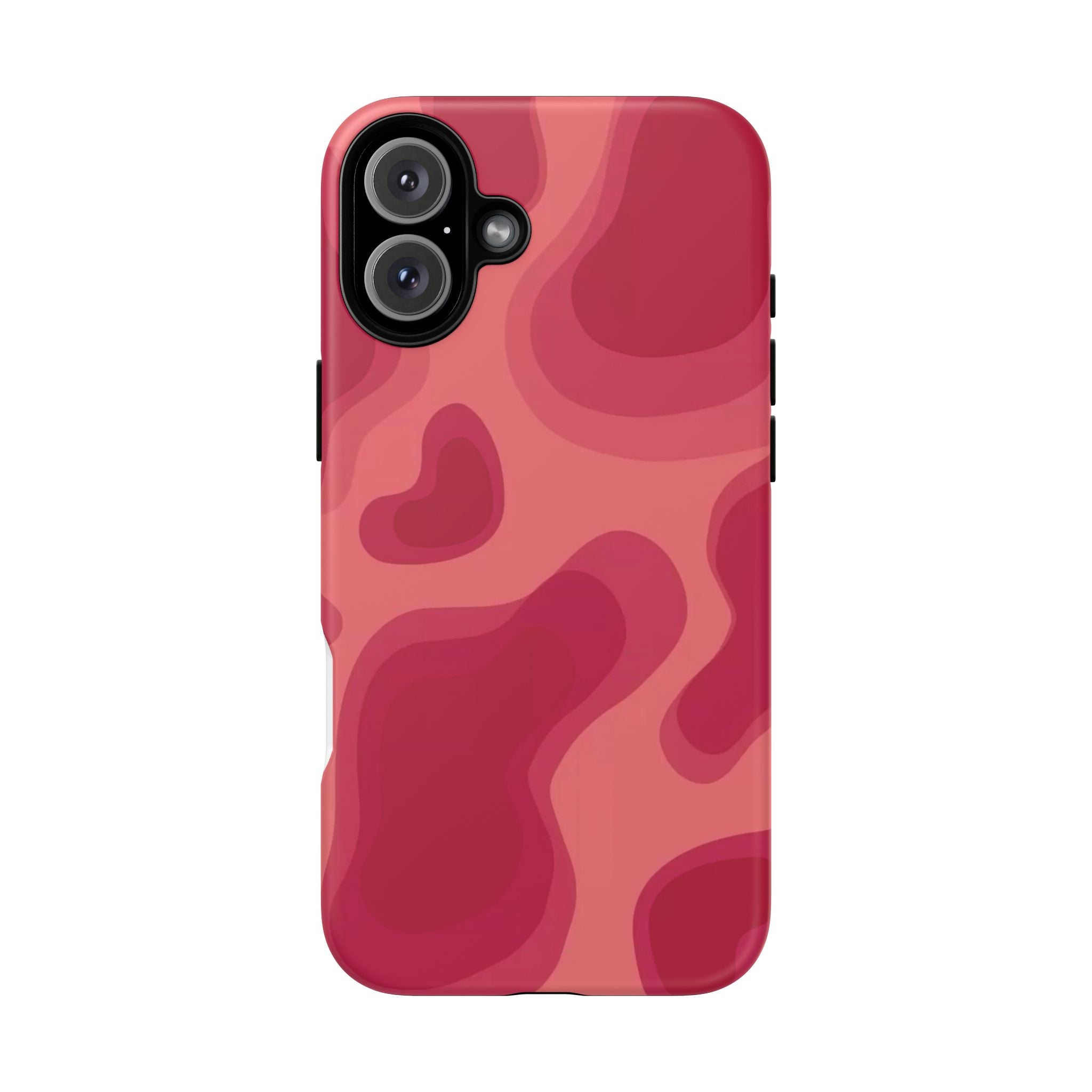 Red Pink Camo iPhone Case — Abstract Heart Pattern Tough Protective Cover