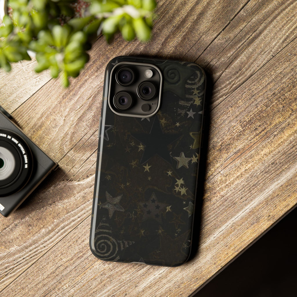 Black Starry iPhone Case – Protective Tough Case with Subtle Galaxy Pattern