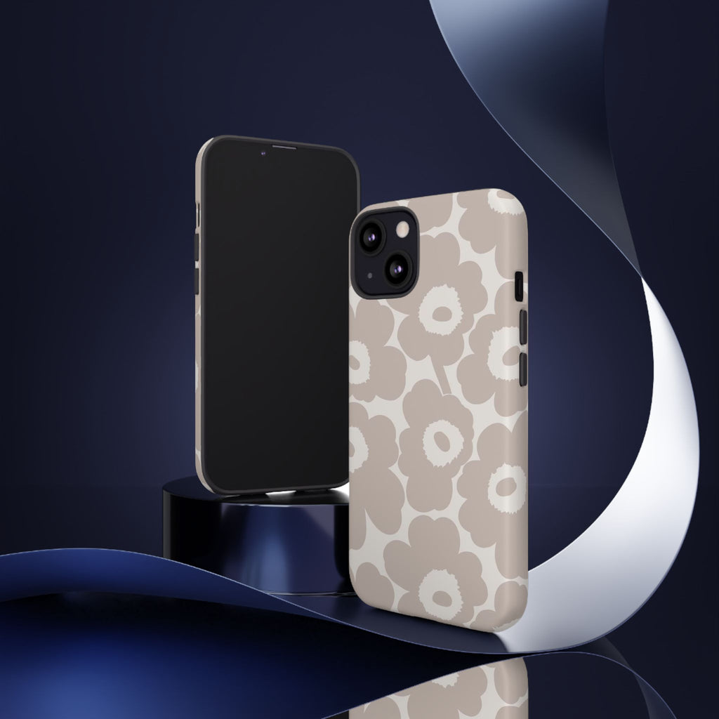 Floral Tough iPhone Case — Neutral Beige Poppy Protective Cover