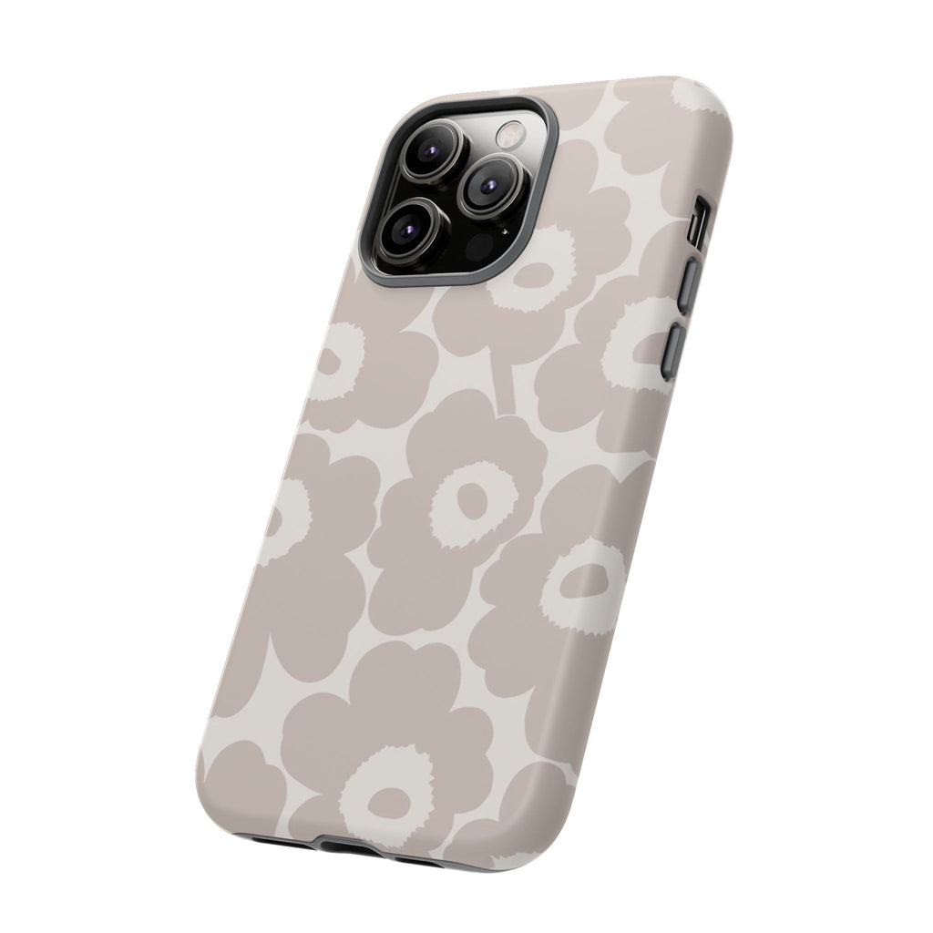 Floral Tough iPhone Case — Neutral Beige Poppy Protective Cover