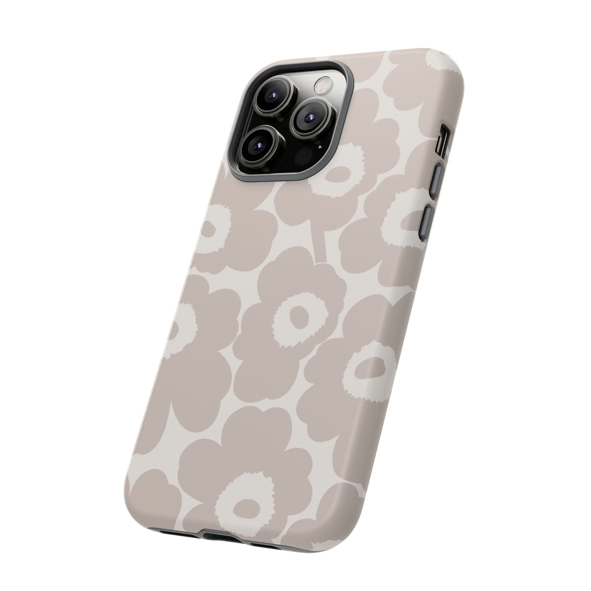 Floral Tough iPhone Case — Neutral Beige Poppy Protective Cover