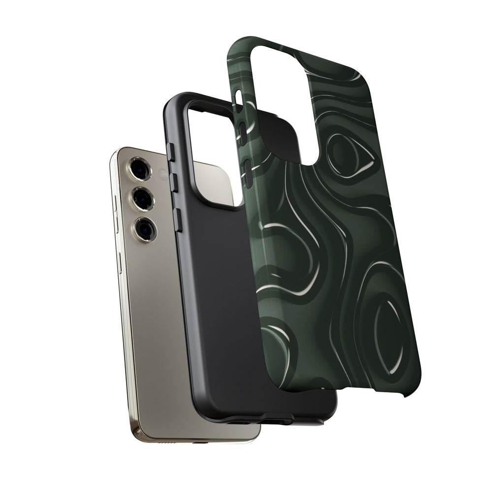 Dark Green Abstract Swirl Tough Phone Case