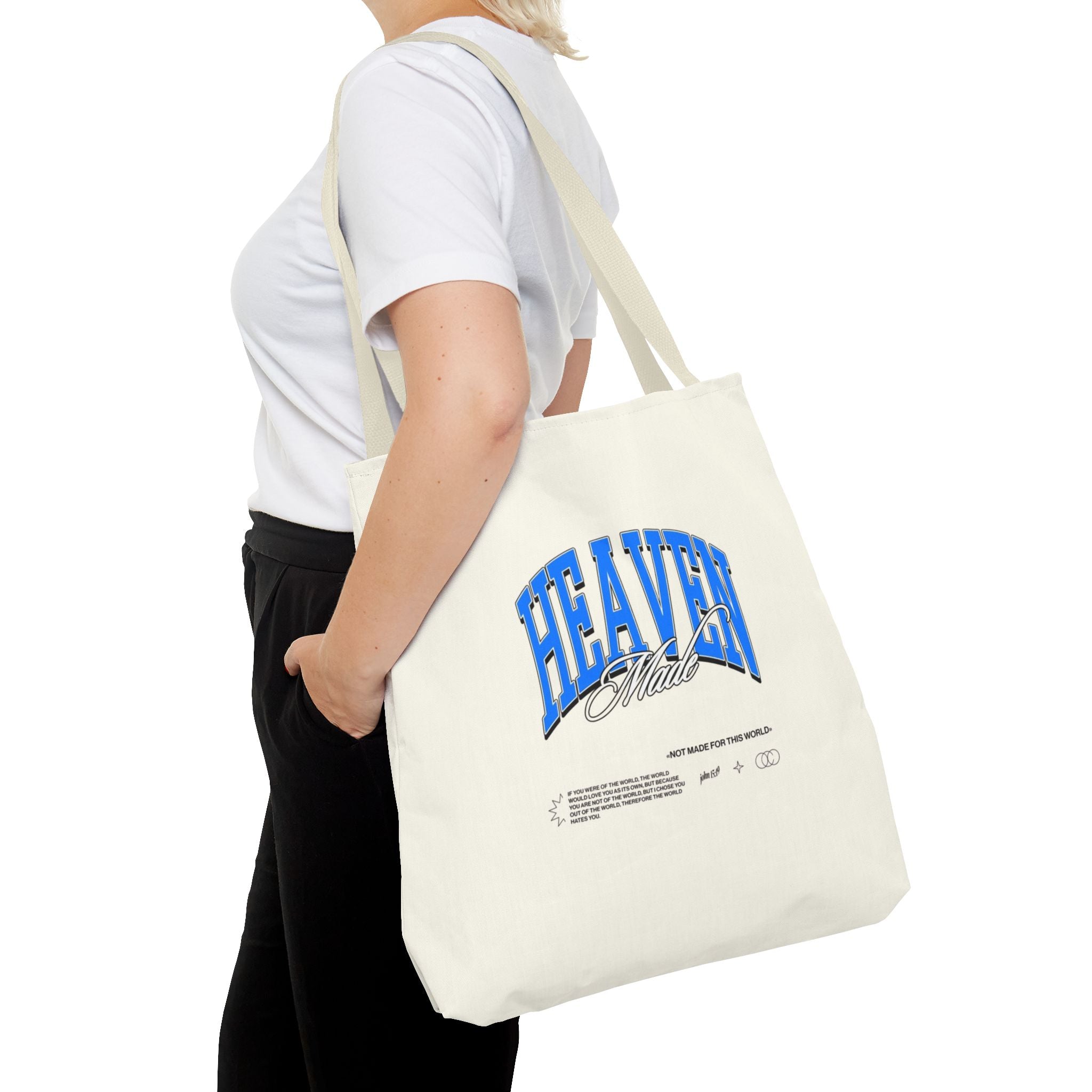 Heaven Music Tote Bag - Retro Blue Graphic All-Over Print