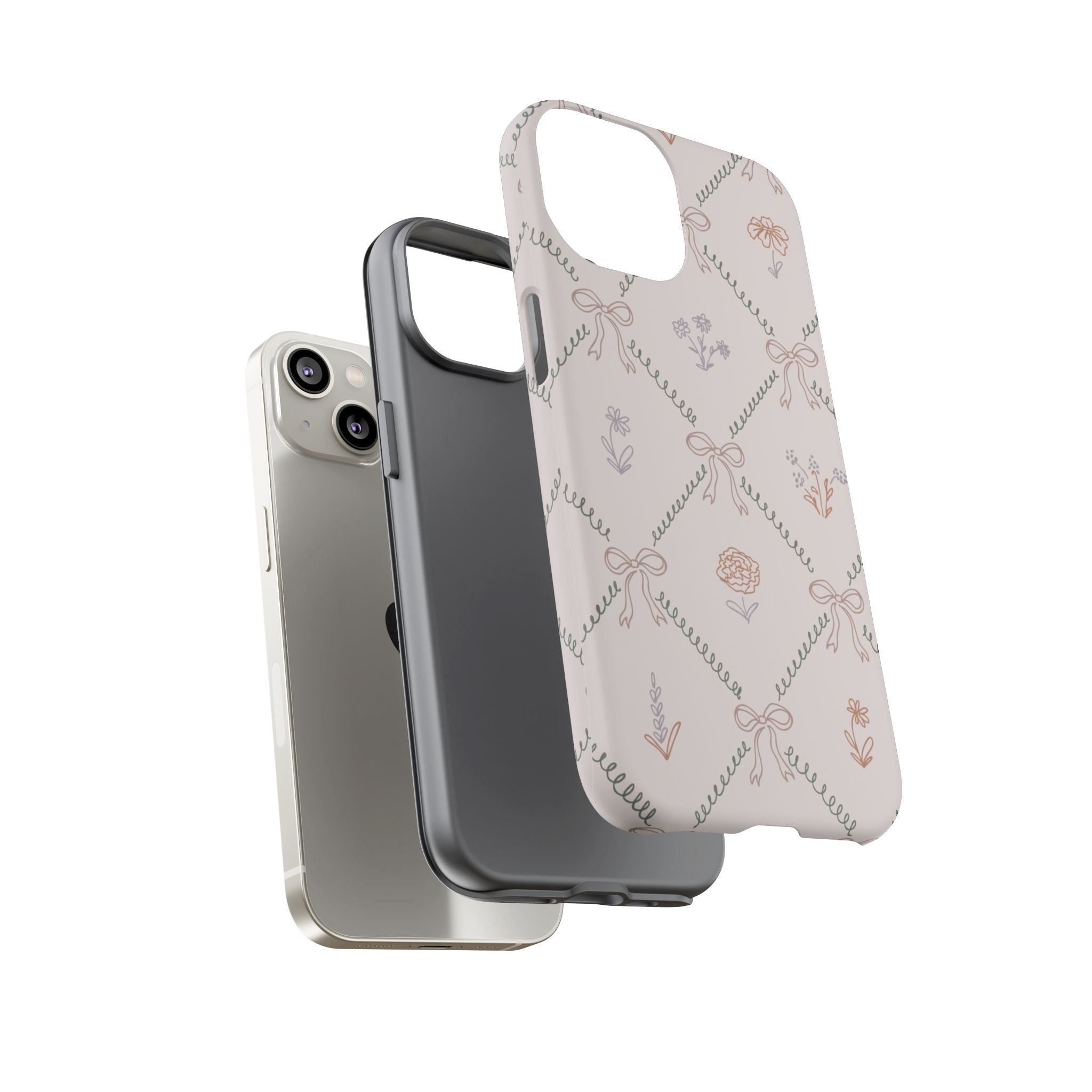 Floral Bow Pattern Tough iPhone Case