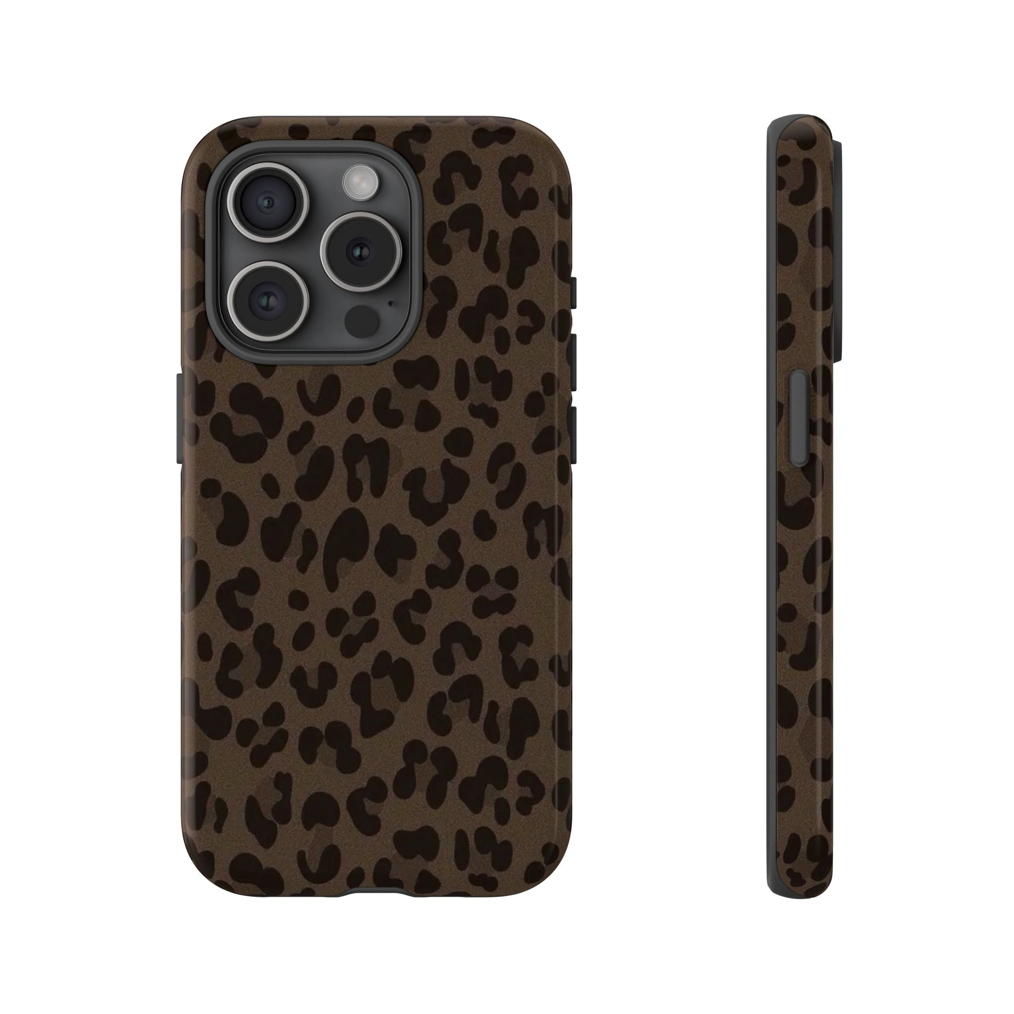 Leopard Print Tough iPhone Case — Durable Brown Animal Pattern Protective Cover