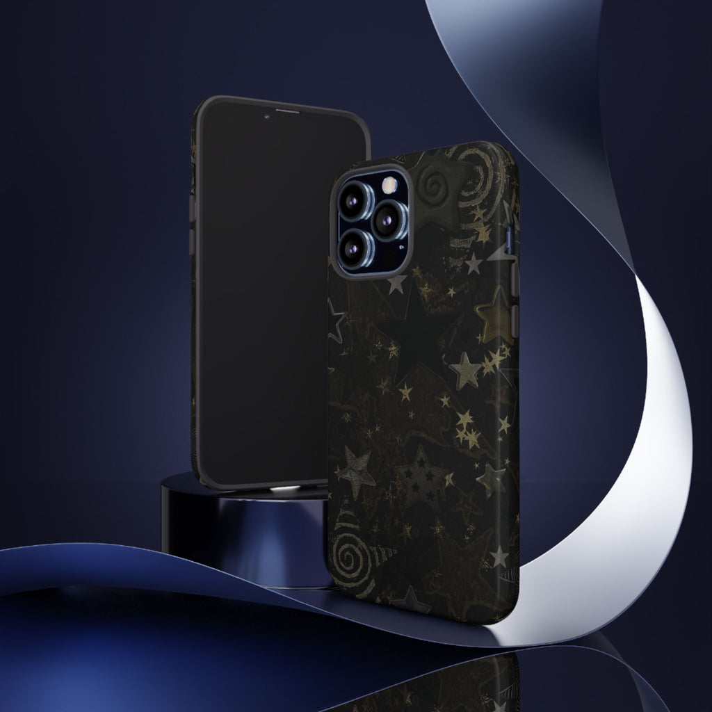 Black Starry iPhone Case – Protective Tough Case with Subtle Galaxy Pattern