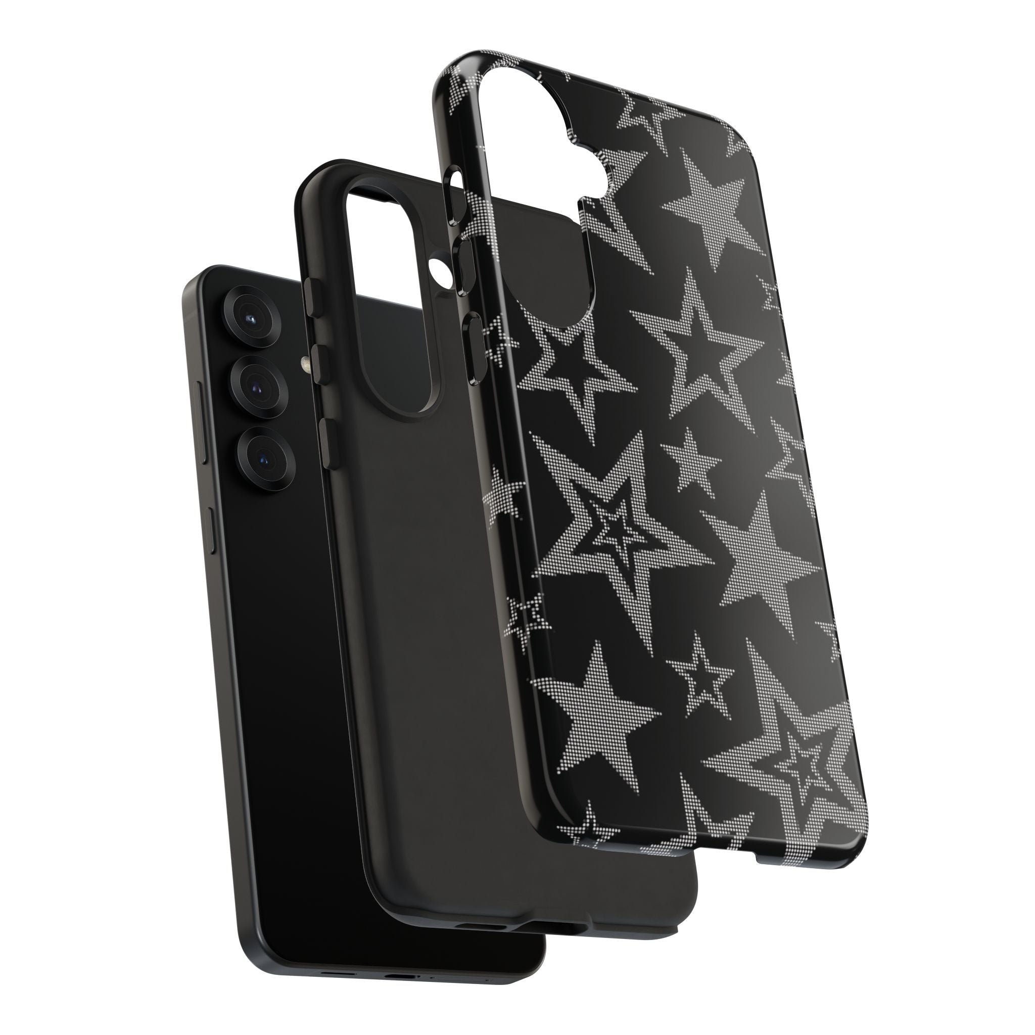 Black Star Pattern Tough Phone Case — Durable Protective Phone Cover