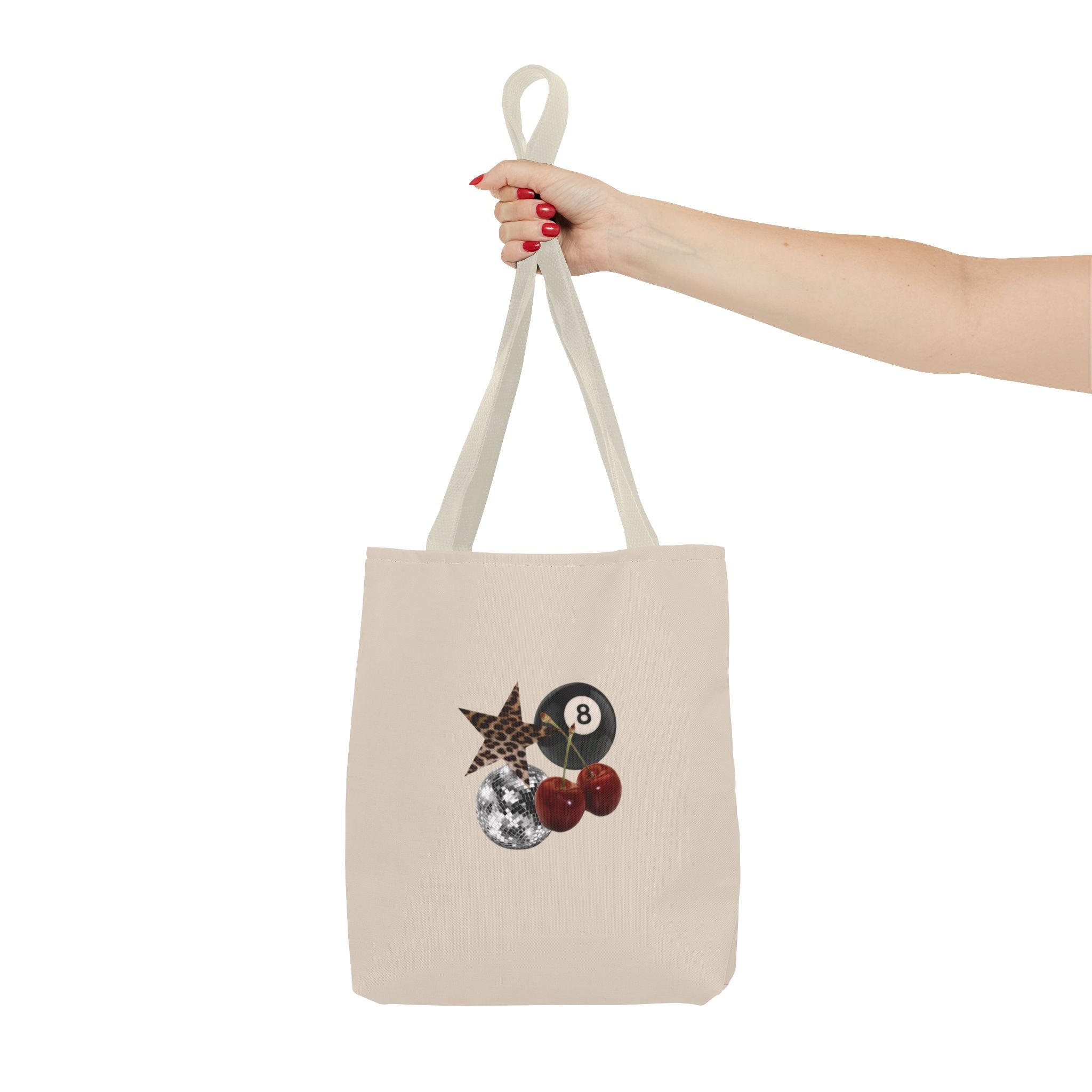 Vintage Retro Collage Tote Bag — 8 Ball, Stars & Cherry Graphic
