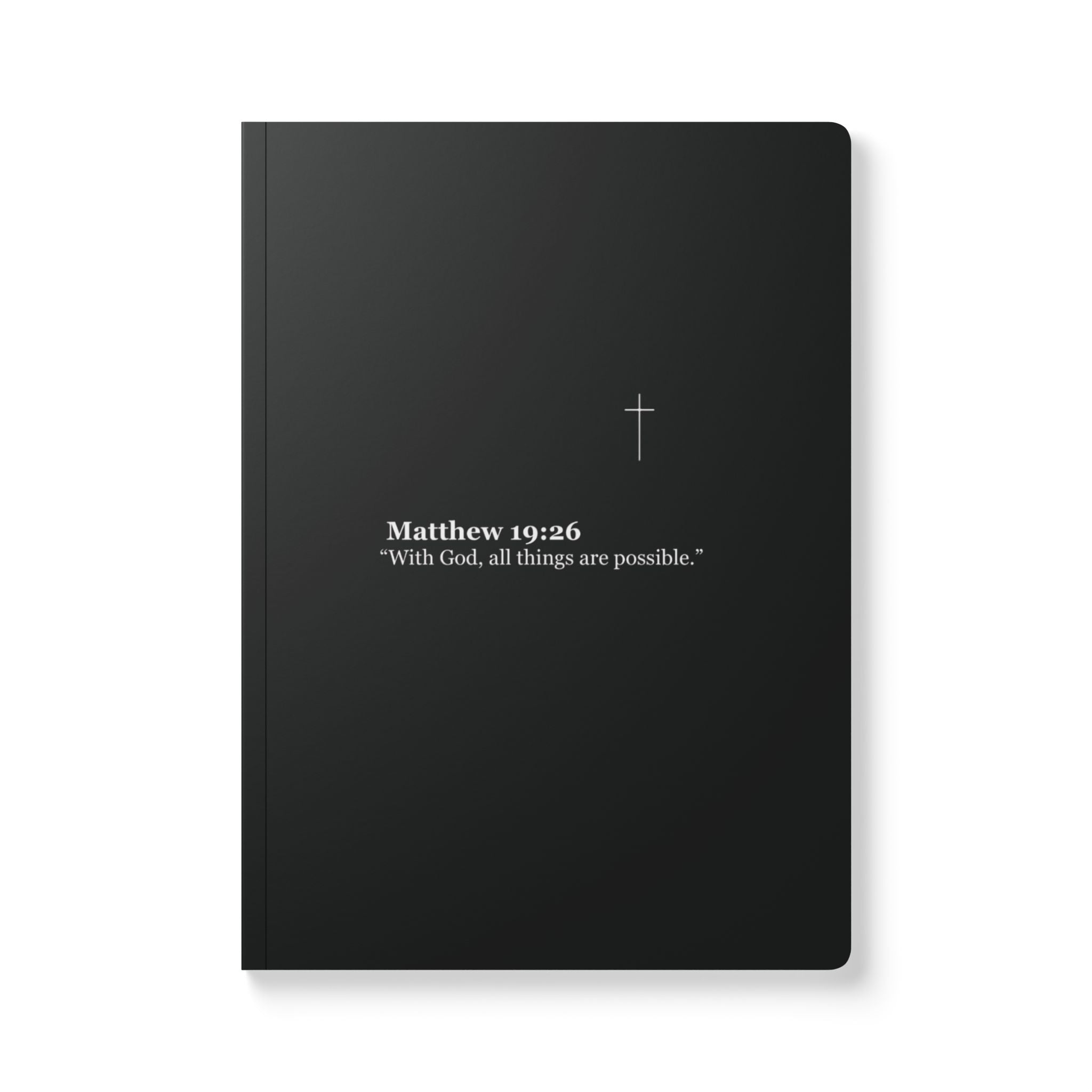 Christian Scripture Journal — Matthew 19:26 Softcover Prayer & Faith Notebook