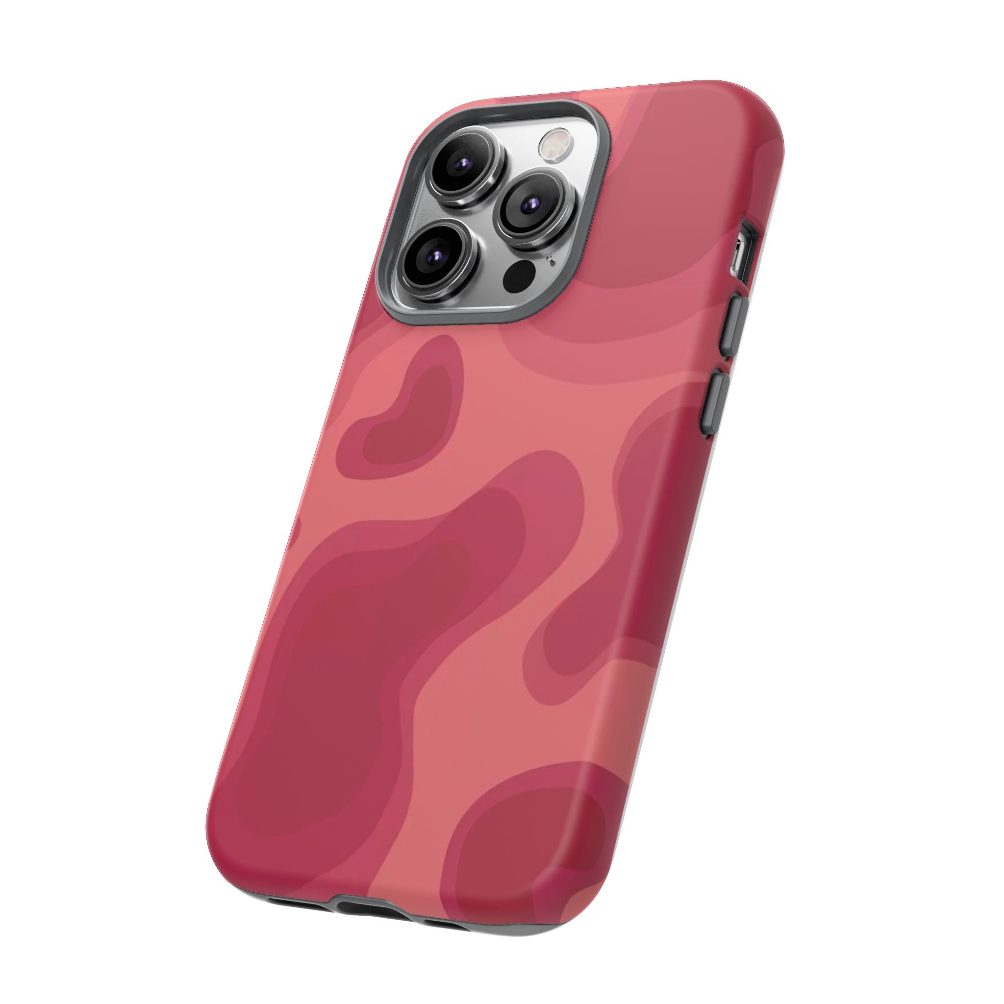 Red Pink Camo iPhone Case — Abstract Heart Pattern Tough Protective Cover