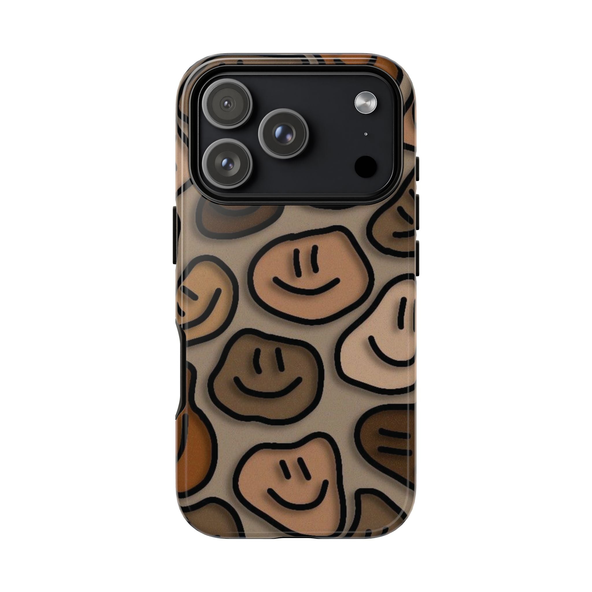 Smiley Faces iPhone Case — Neutral Brown Diverse Smiles Protective Cover