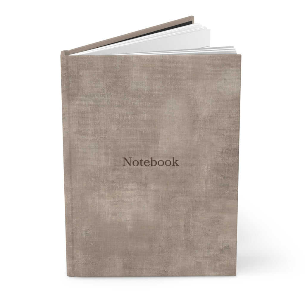 Vintage Taupe Hardcover Notebook — Matte Journal with "Notebook" Text