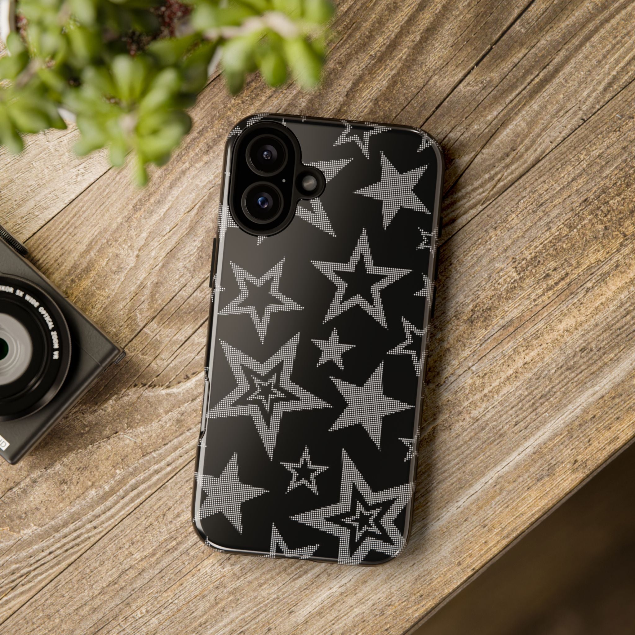 Black Star Pattern Tough Phone Case — Durable Protective Phone Cover
