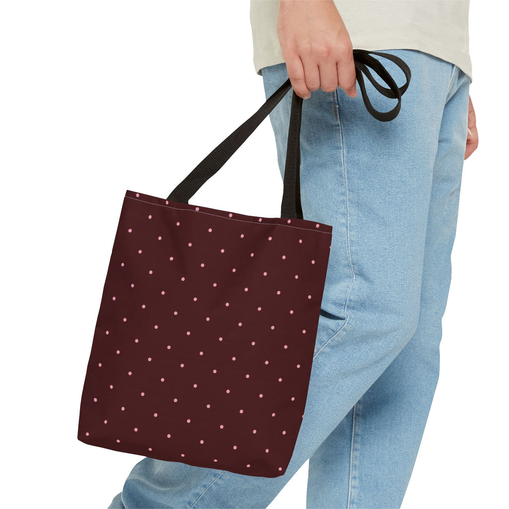 Burgundy Polka Dot Tote Bag
