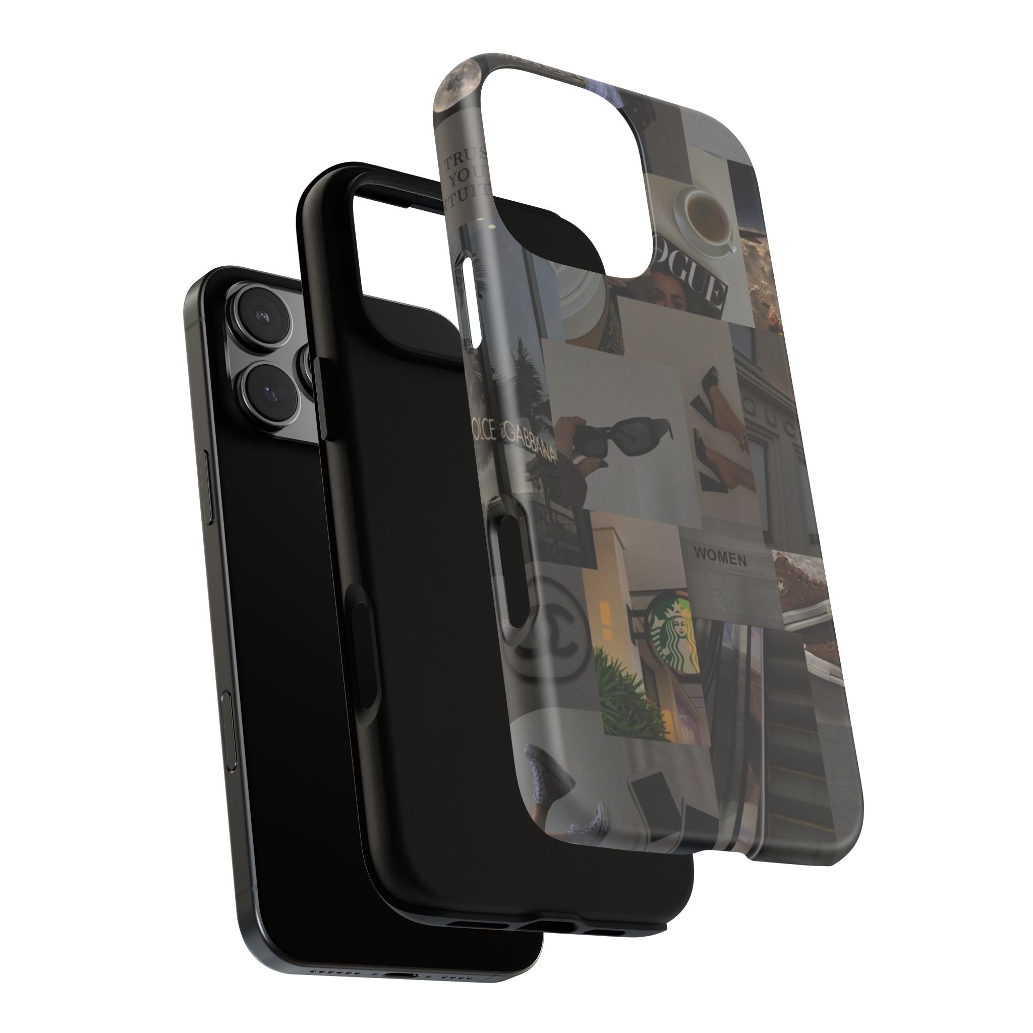 Collage Aesthetic Tough iPhone Case — Chic Cafe & Fashion Mood Board