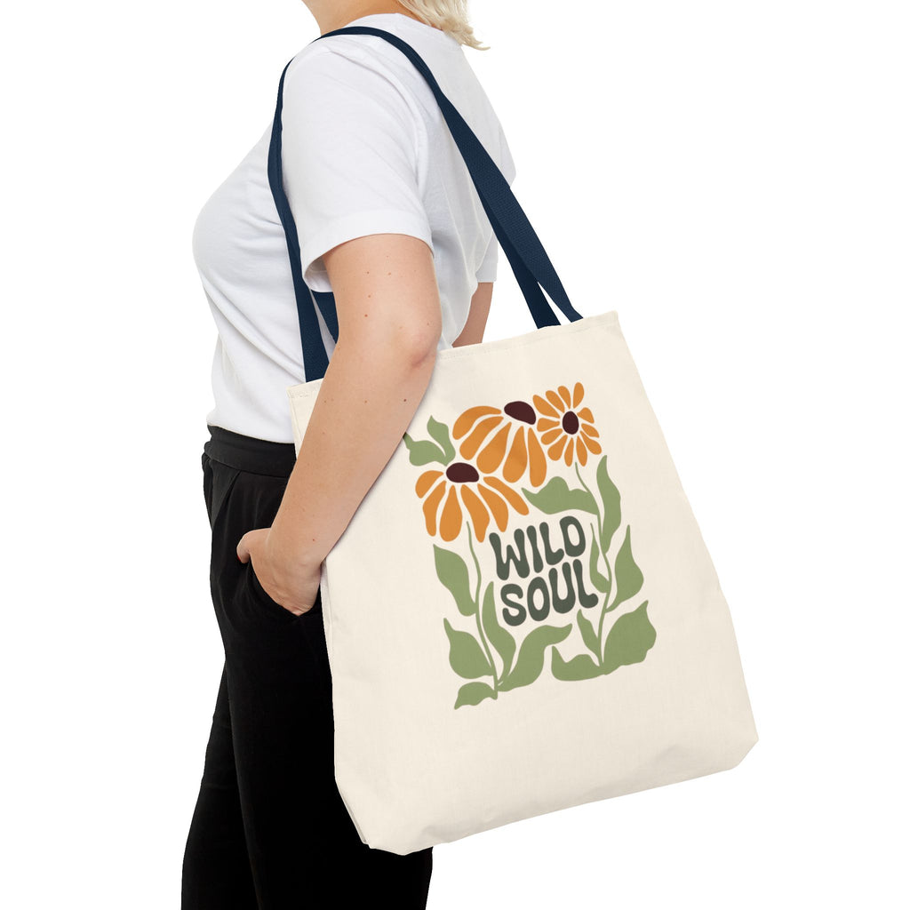 Wild Soul Floral Tote Bag — Boho Sunflower Canvas Carryall