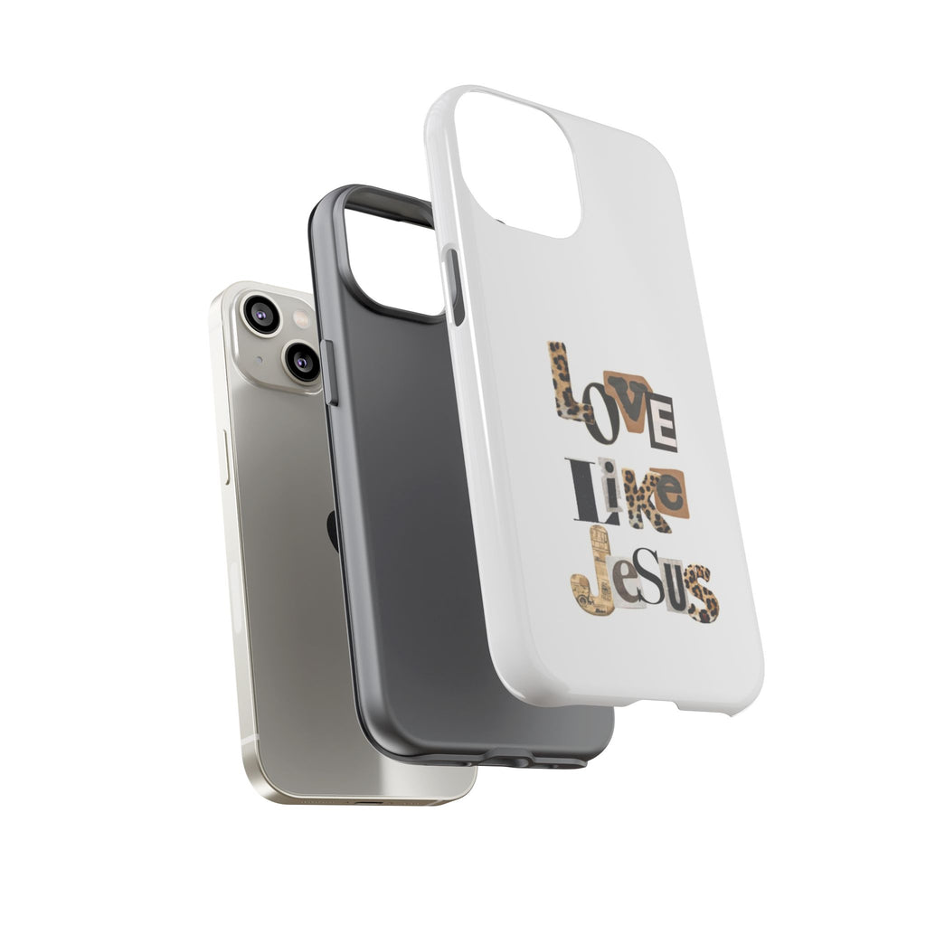 "Love Like Jesus" Leopard Print Christian Tough Phone Case