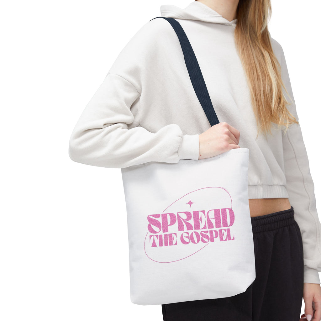 Spread the Gospel Tote Bag — Pink Retro Canvas Tote