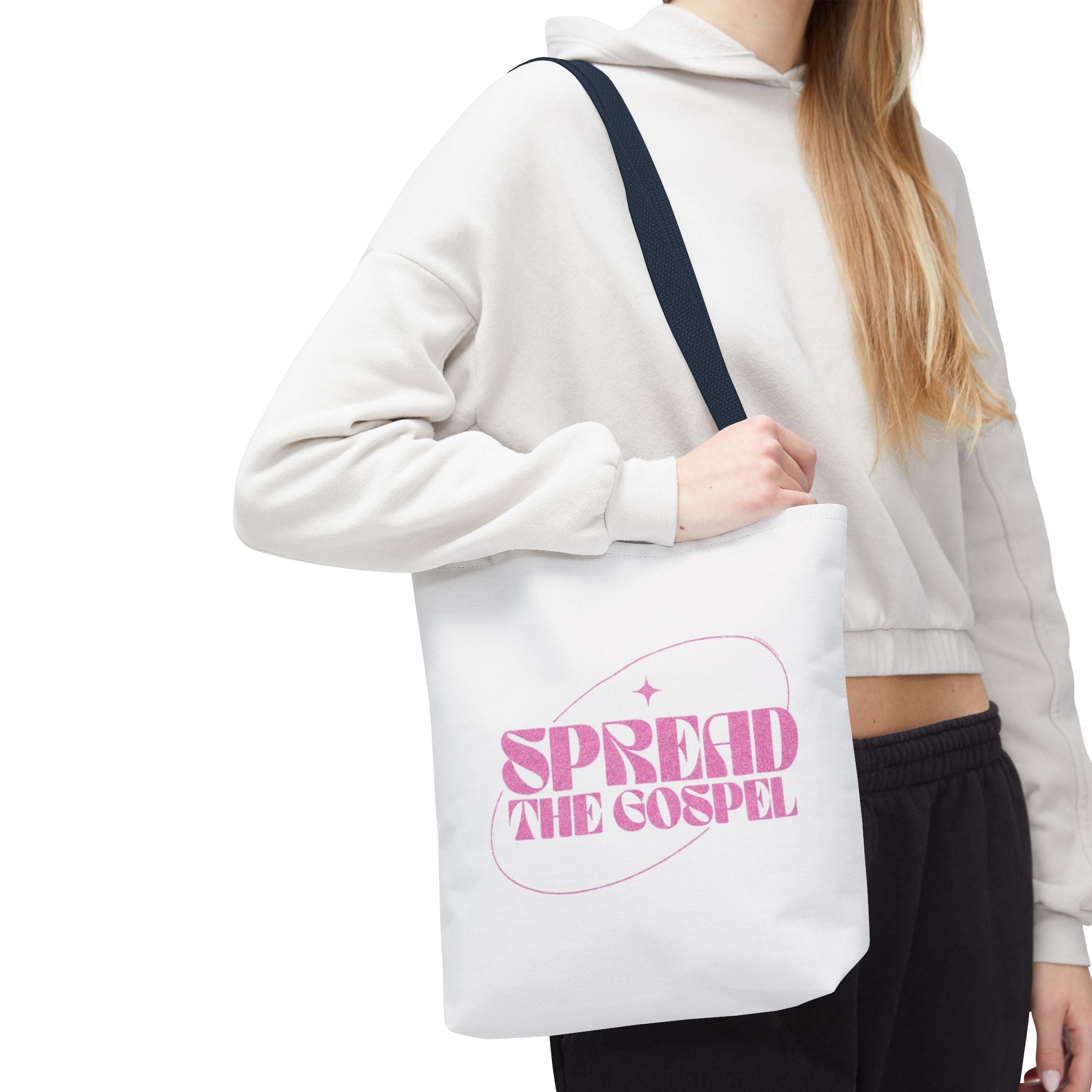 Spread the Gospel Tote Bag — Pink Retro Canvas Tote