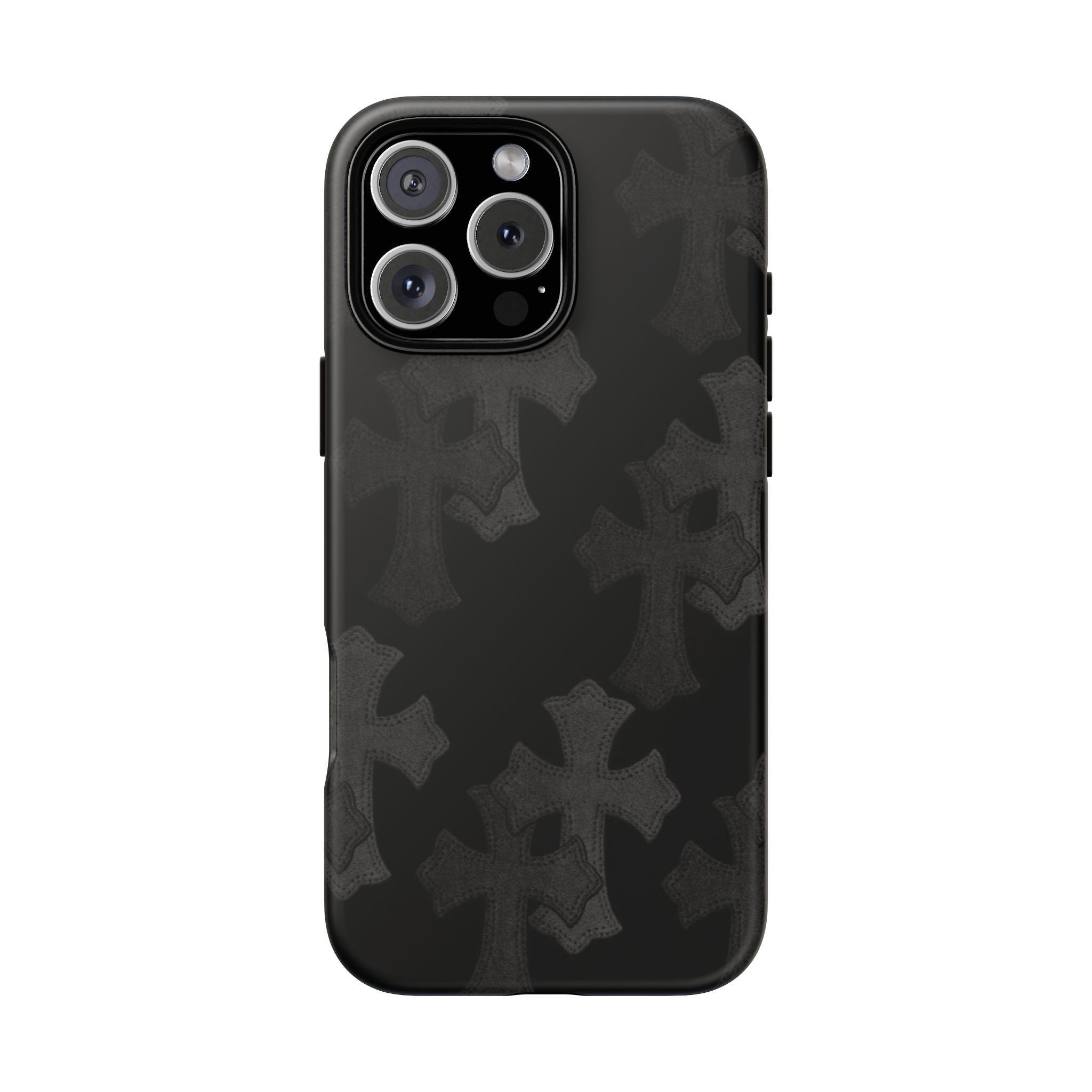 Black Cross Pattern Tough iPhone Case — Gothic Protective iPhone Cover