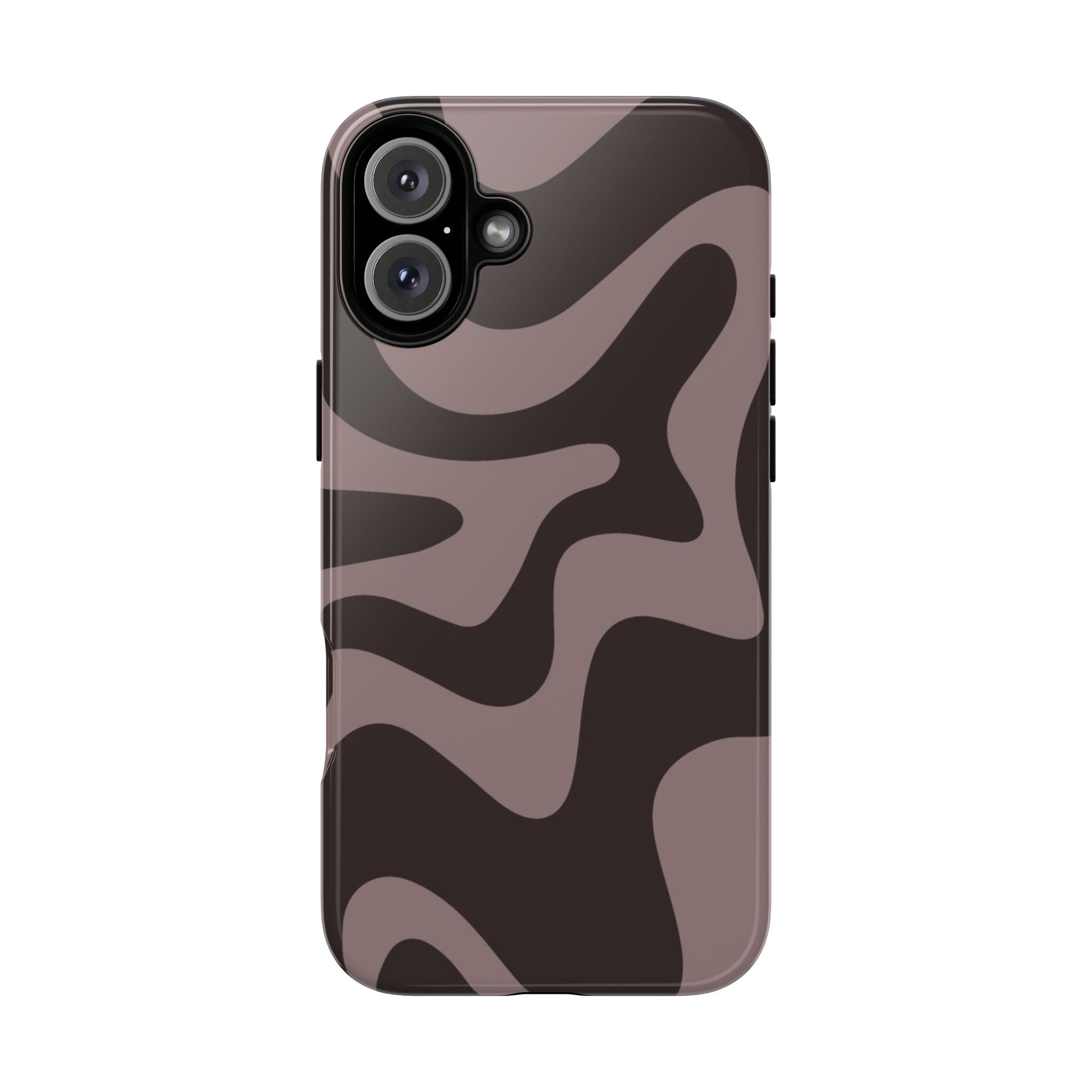 Camouflage Swirl iPhone Case — Matte Brown Abstract Camo Protective Cover