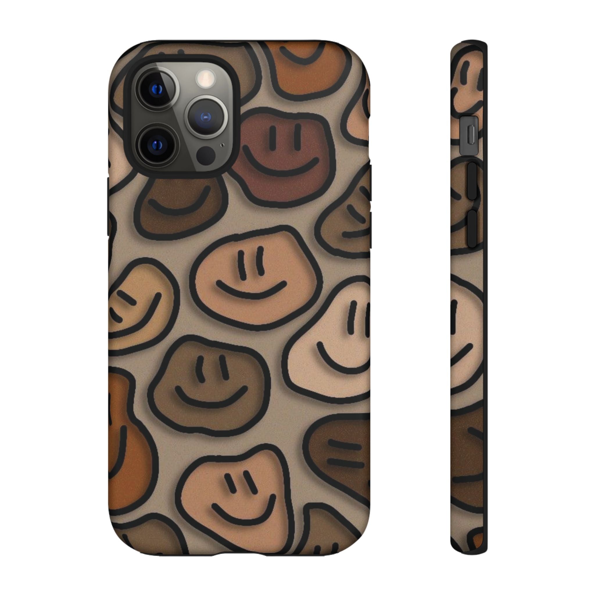 Smiley Faces iPhone Case — Neutral Brown Diverse Smiles Protective Cover