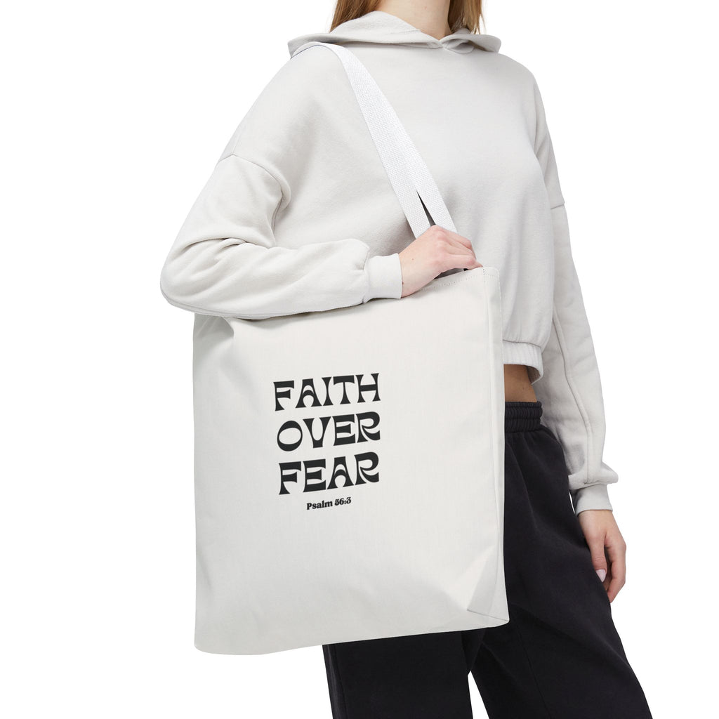 Faith Over Fear Tote Bag — Christian Inspirational Scripture Bag (Psalm 56:3)
