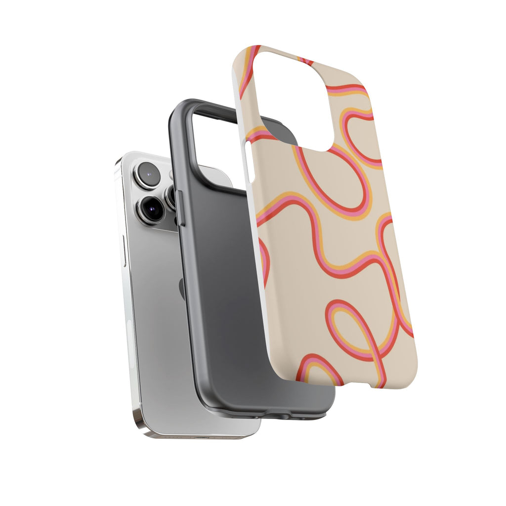 Retro Loop Pattern iPhone Case – Peach & Sunset Abstract Tough Case
