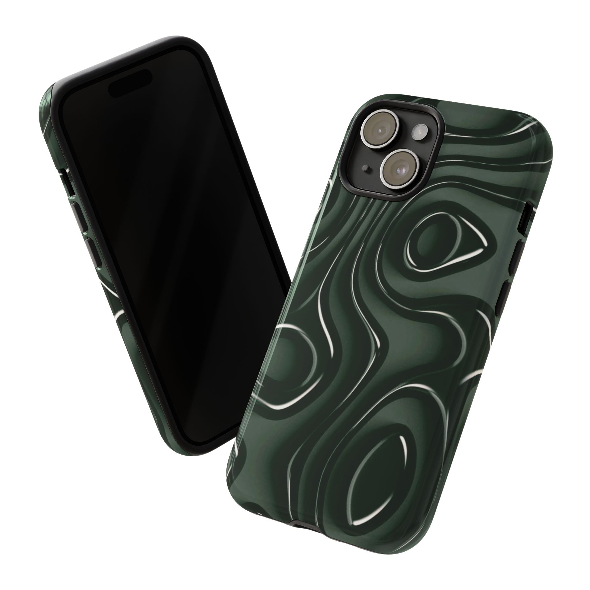 Dark Green Abstract Swirl Tough Phone Case