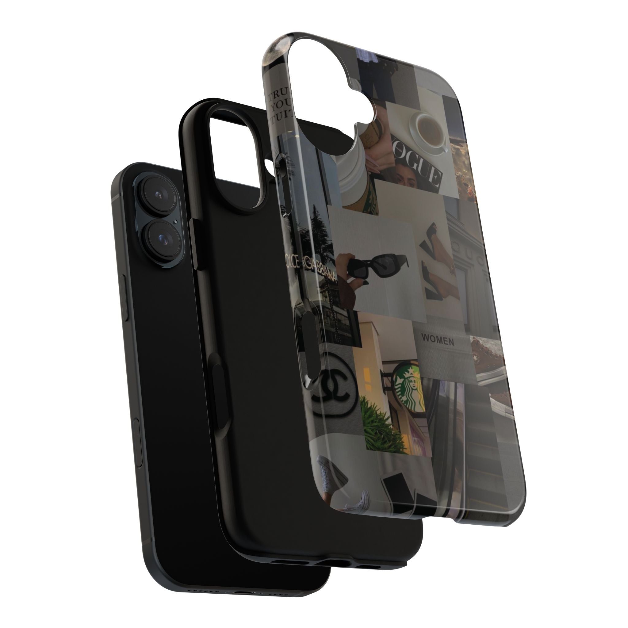 Collage Aesthetic Tough iPhone Case — Chic Cafe & Fashion Mood Board
