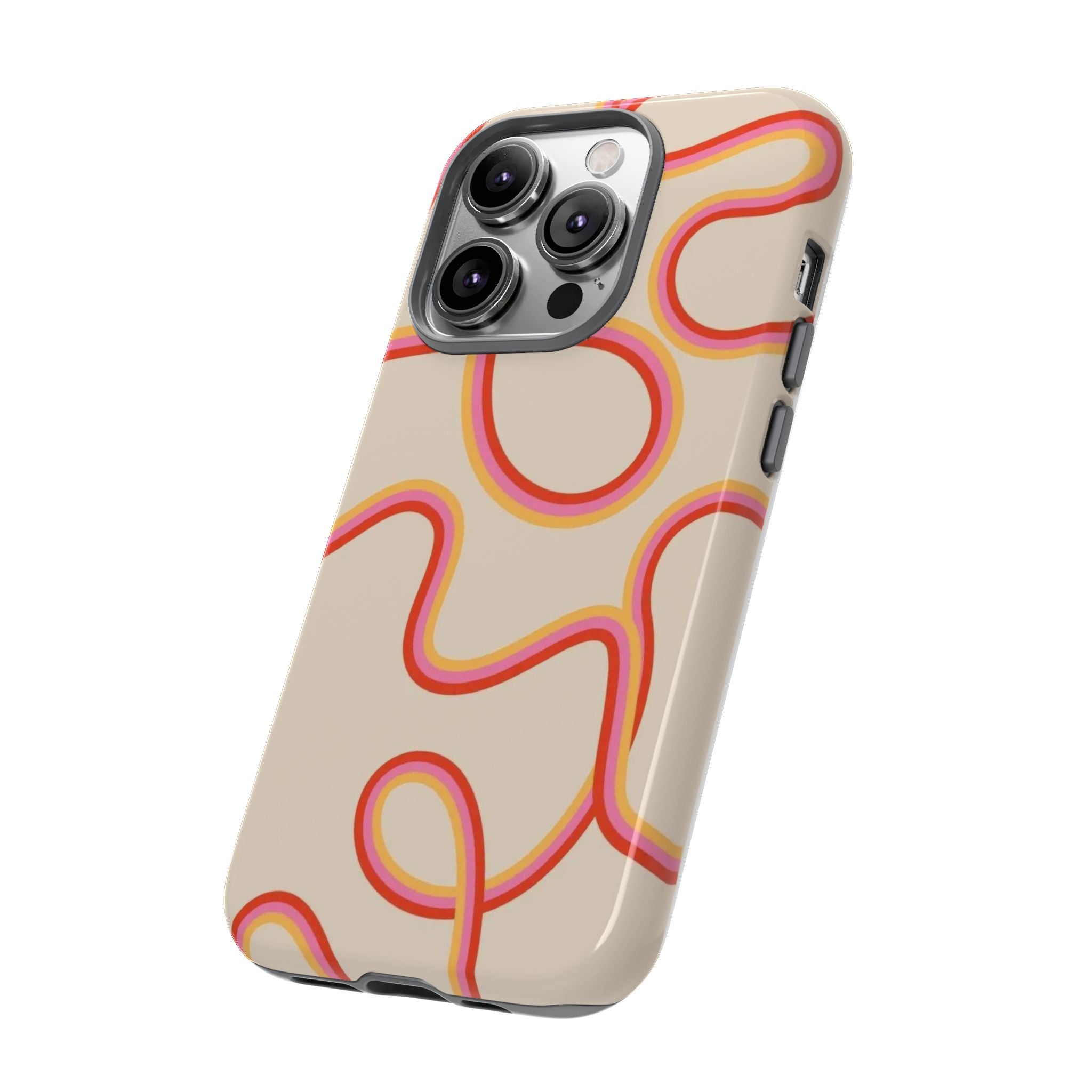 Retro Loop Pattern iPhone Case – Peach & Sunset Abstract Tough Case