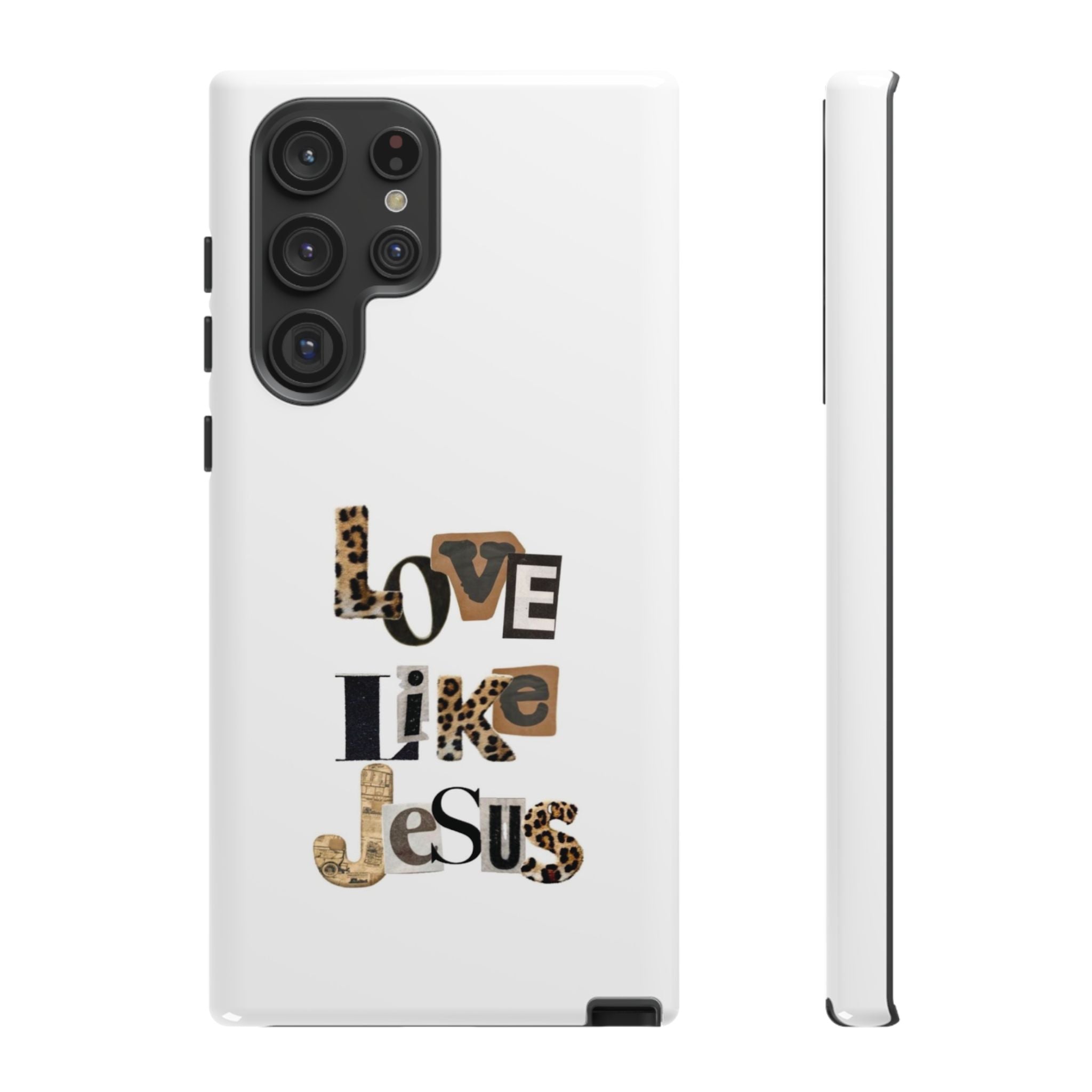 "Love Like Jesus" Leopard Print Christian Tough Phone Case