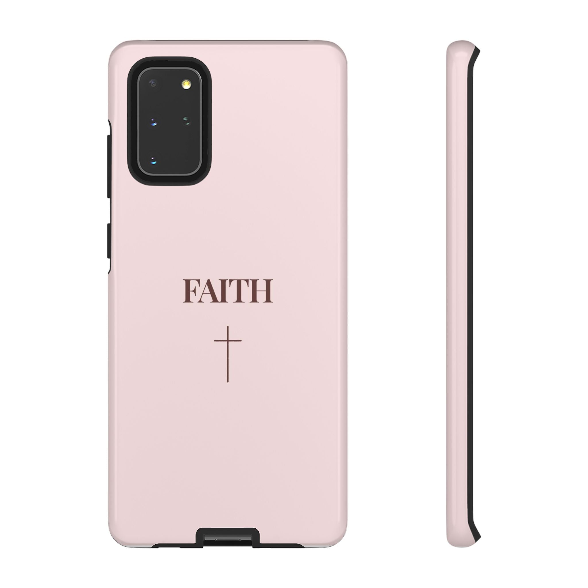 Faith Cross Tough Phone Case — Minimal Pink Christian iPhone Cover