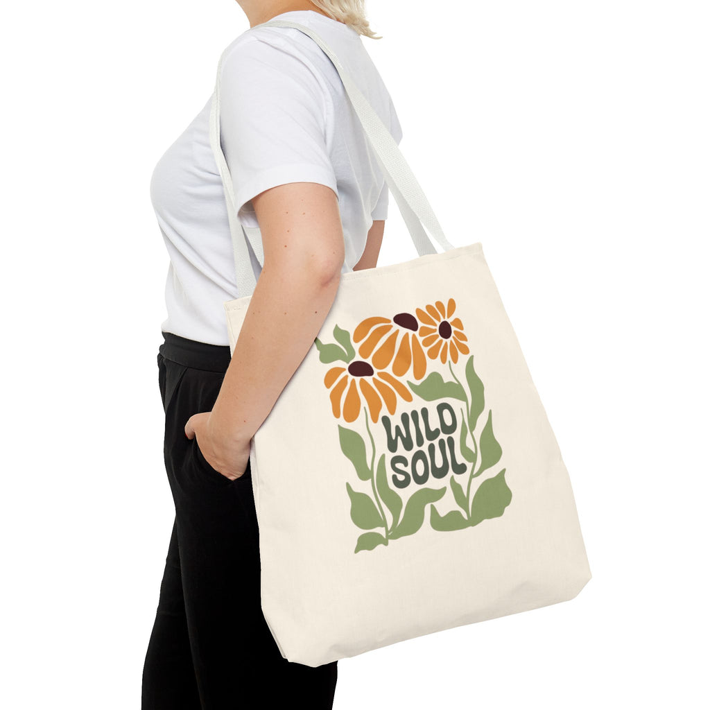 Wild Soul Floral Tote Bag — Boho Sunflower Canvas Carryall