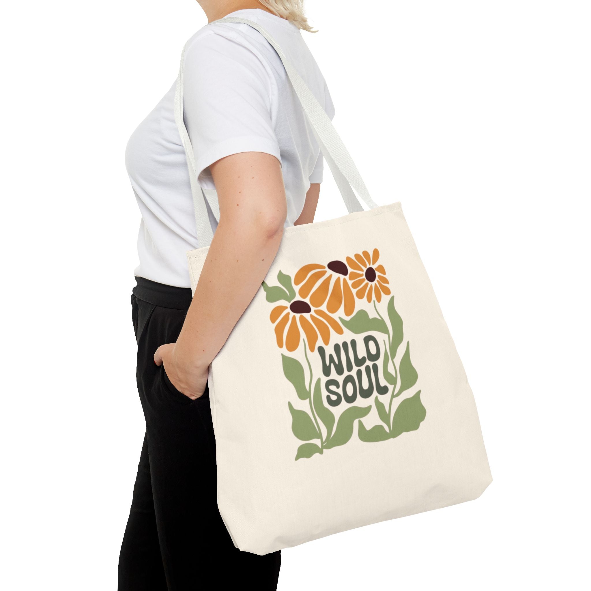 Wild Soul Floral Tote Bag — Boho Sunflower Canvas Carryall