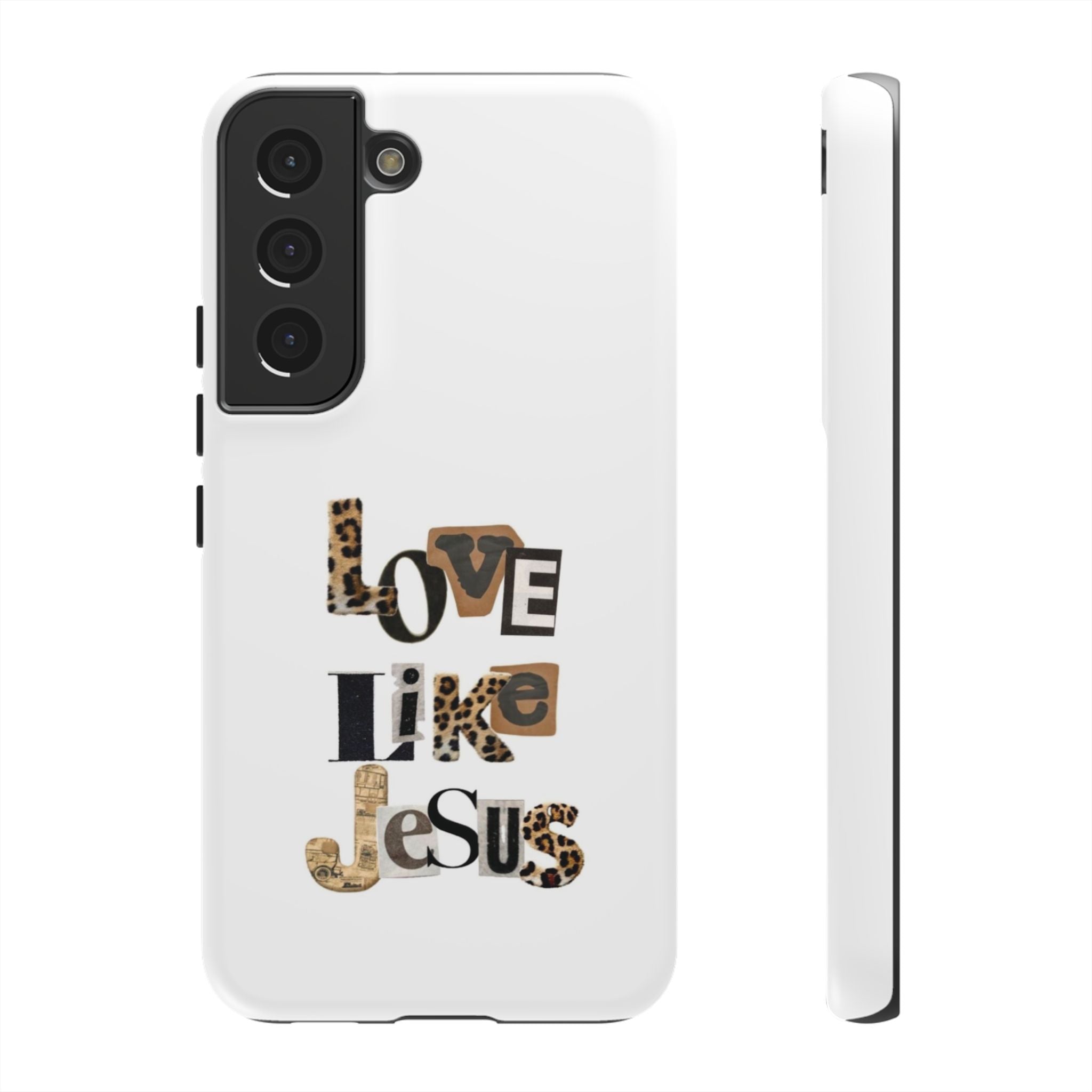 "Love Like Jesus" Leopard Print Christian Tough Phone Case