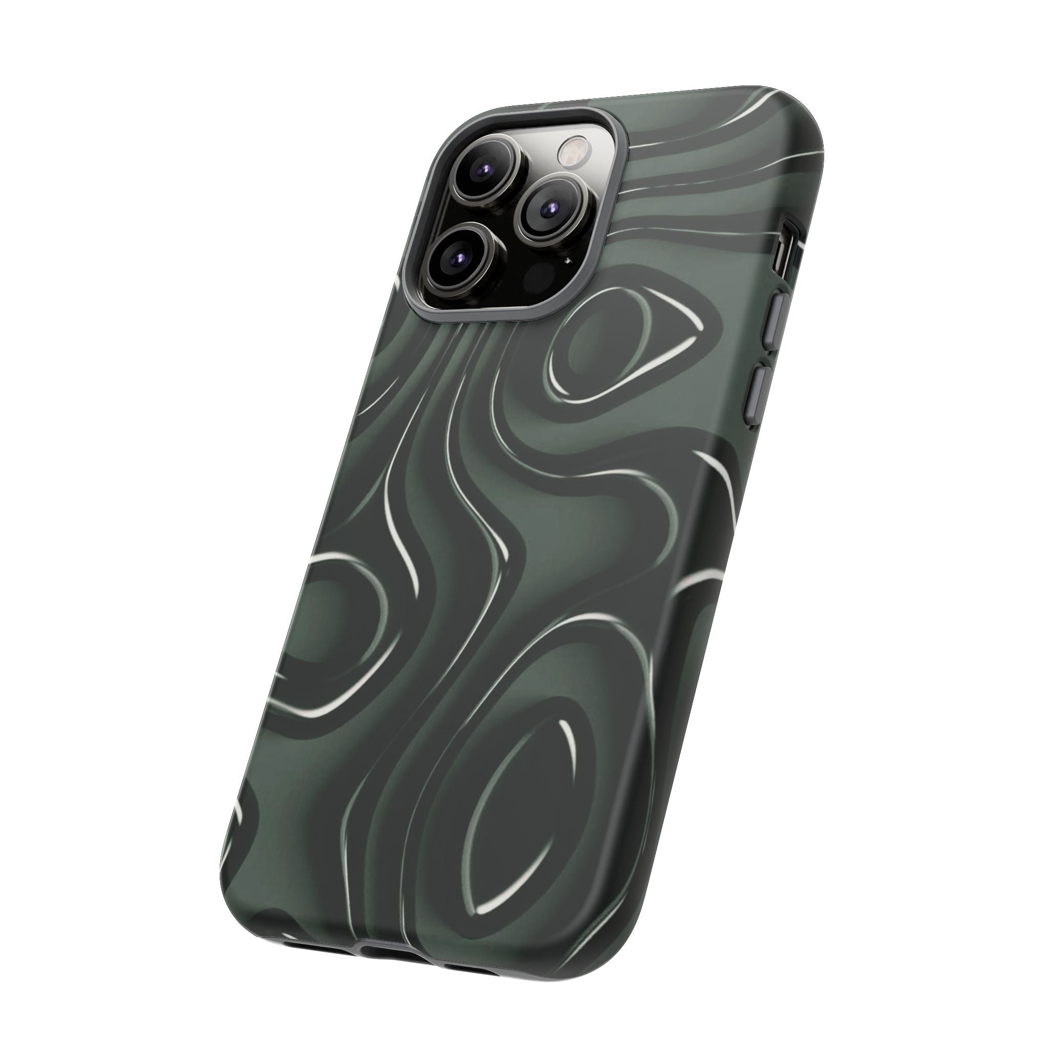 Dark Green Abstract Swirl Tough Phone Case