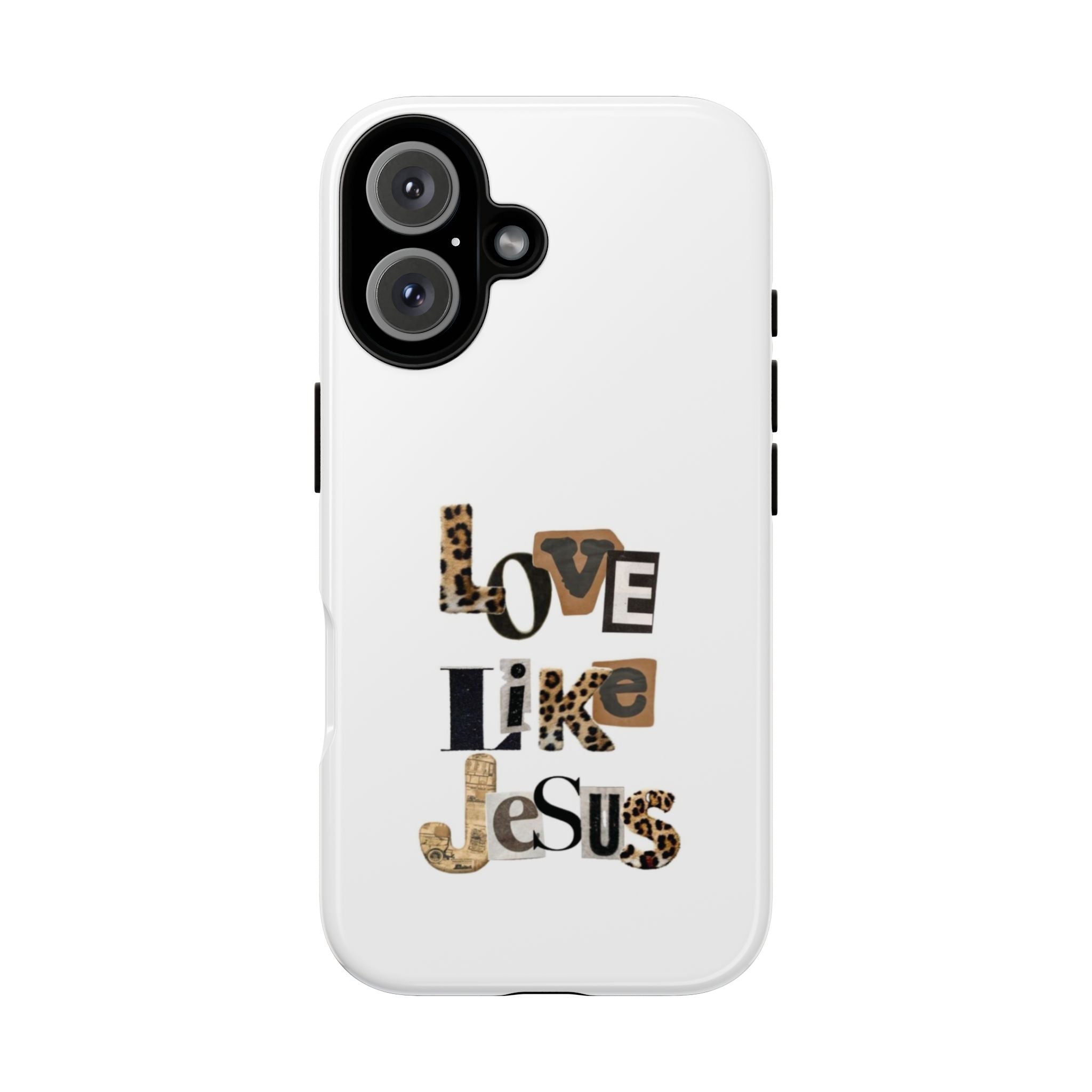 "Love Like Jesus" Leopard Print Christian Tough Phone Case