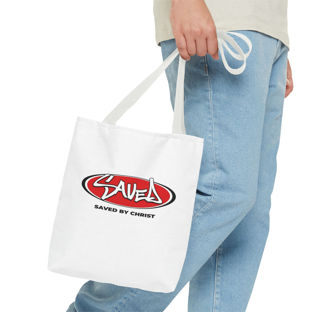 "Saved by Christ" Canvas Tote Bag