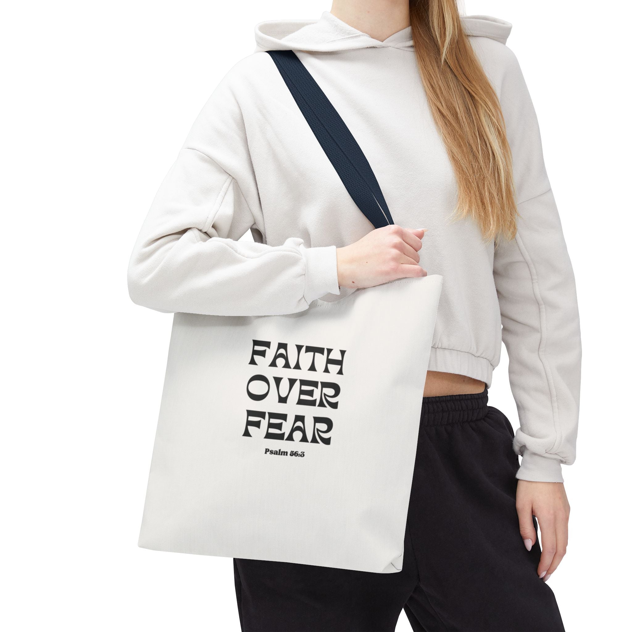 Faith Over Fear Tote Bag — Christian Inspirational Scripture Bag (Psalm 56:3)