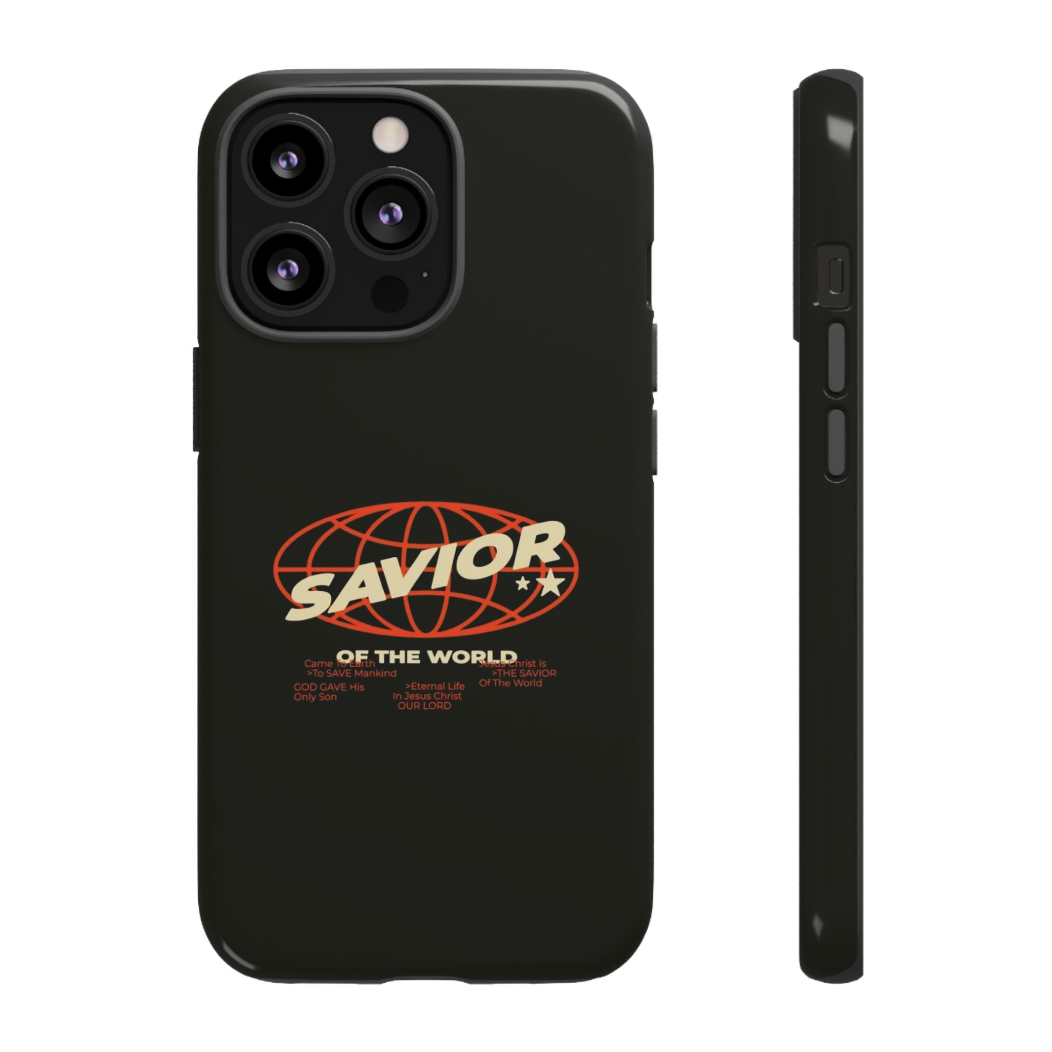 Savior of the World Black Protective Phone Case — Retro Globe Design