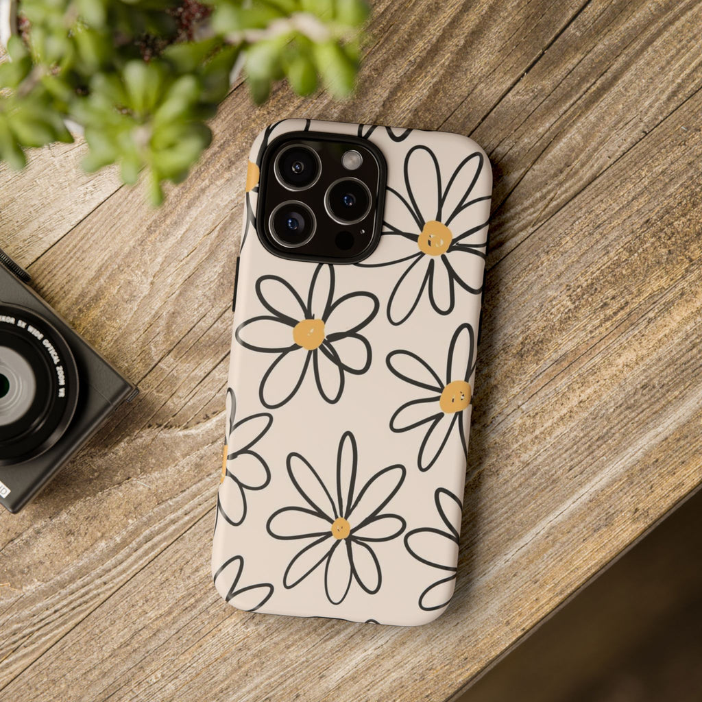 Daisy Sketch iPhone Case — Floral Protective Phone Cover