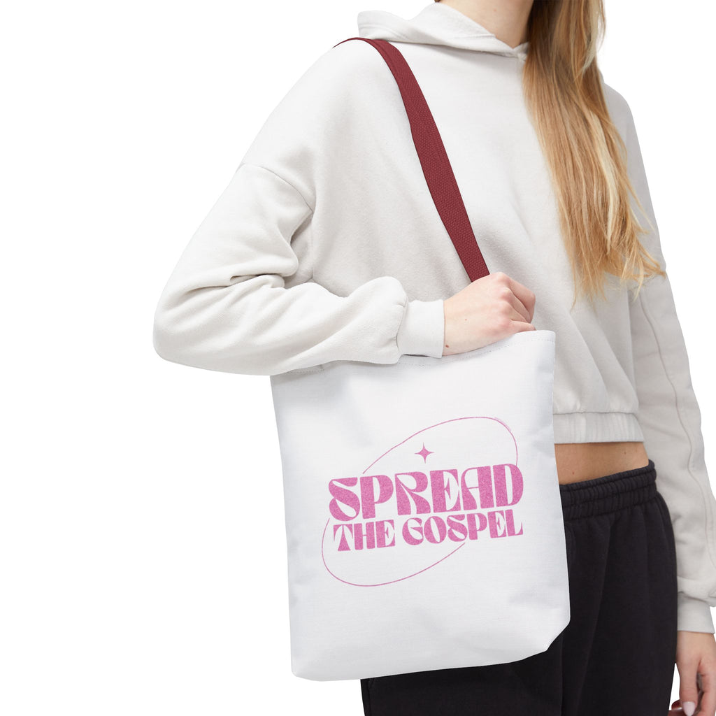 Spread the Gospel Tote Bag — Pink Retro Canvas Tote